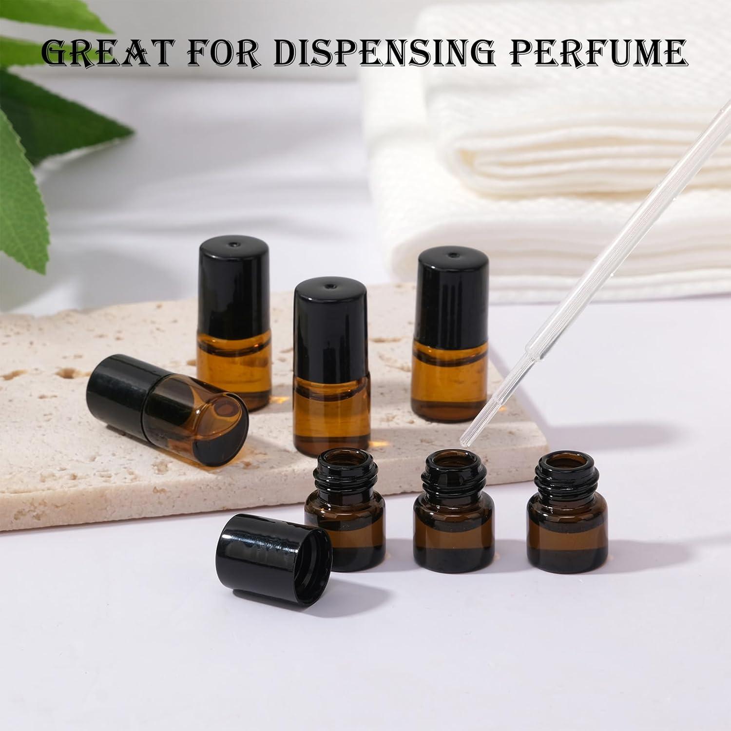 30 Botellas de Vidrio Ámbar 1ml con Rodillo RAMFIYN - A Prueba de Fugas