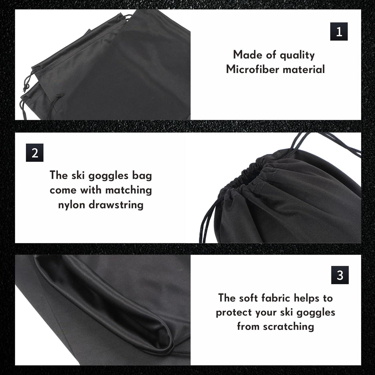 Bolsas de Gafas de Esquí Konohan 3 Pcs Microfibra Negro