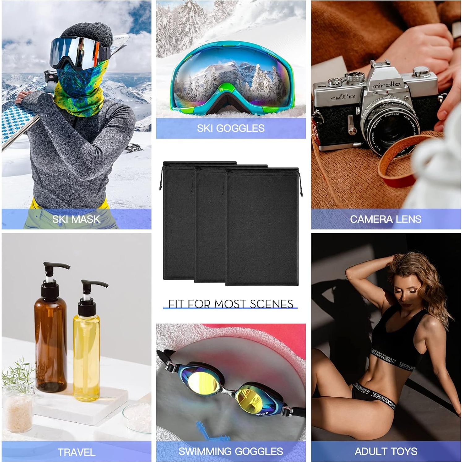 Bolsas de Gafas de Esquí Konohan 3 Pcs Microfibra Negro