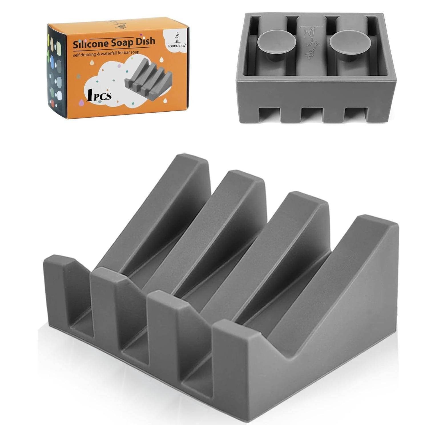 Plato de Jabón de Silicona MRBULLOCK Gris 9.6x7 cm Drenaje Automático