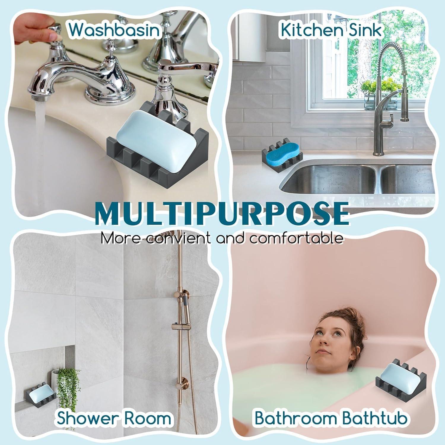 Plato de Jabón de Silicona MRBULLOCK Gris 9.6x7 cm Drenaje Automático