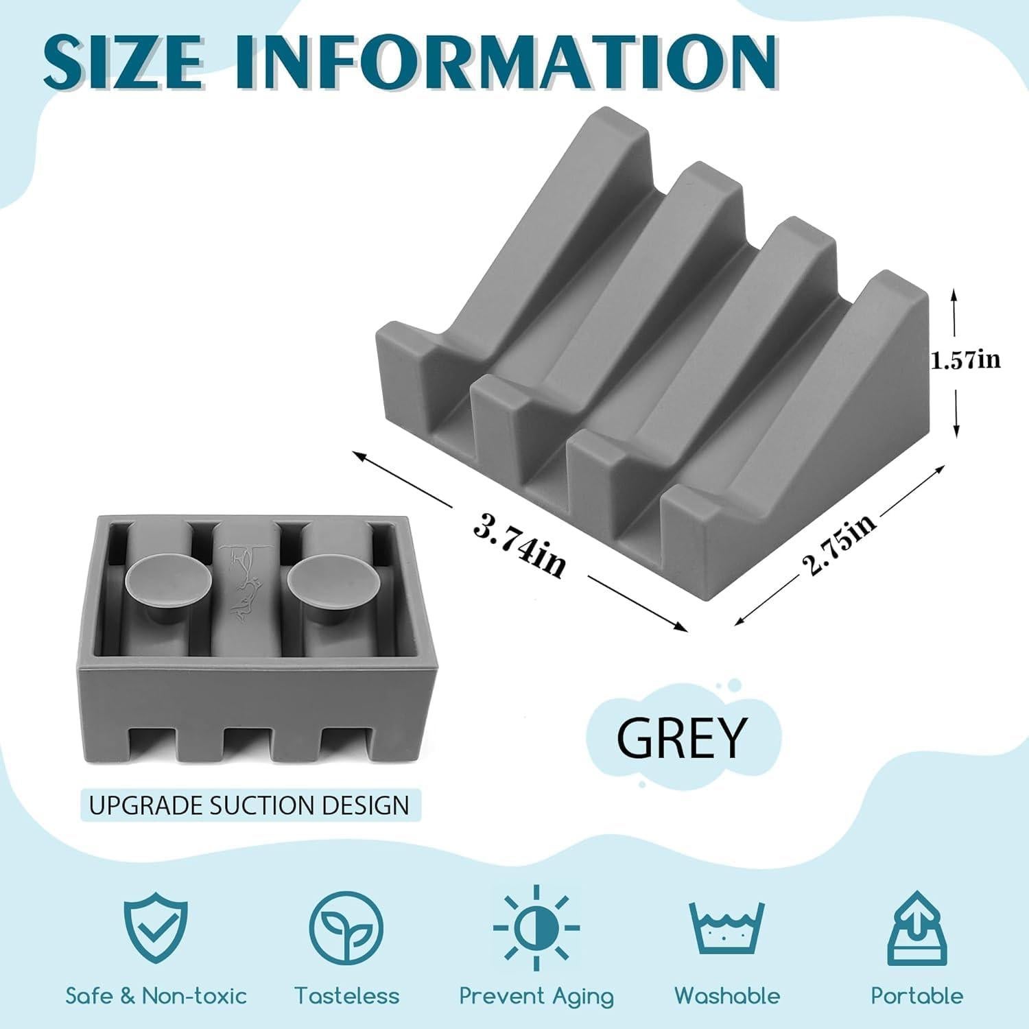 Plato de Jabón de Silicona MRBULLOCK Gris 9.6x7 cm Drenaje Automático