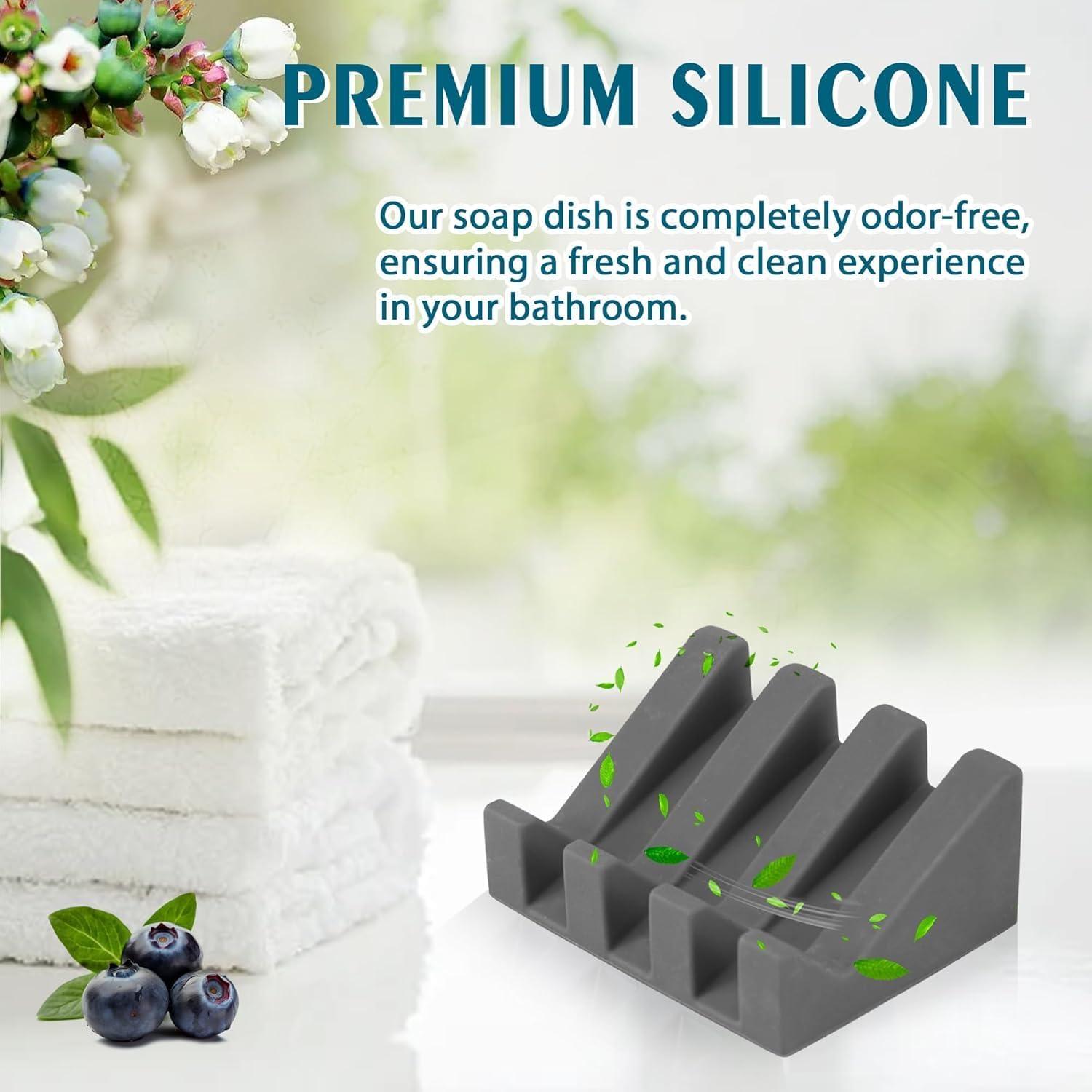 Plato de Jabón de Silicona MRBULLOCK Gris 9.6x7 cm Drenaje Automático