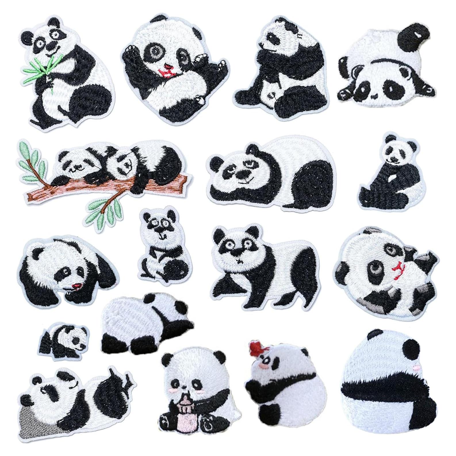 17 Parches de Panda Bordados Yayatty para Planchar y Decorar