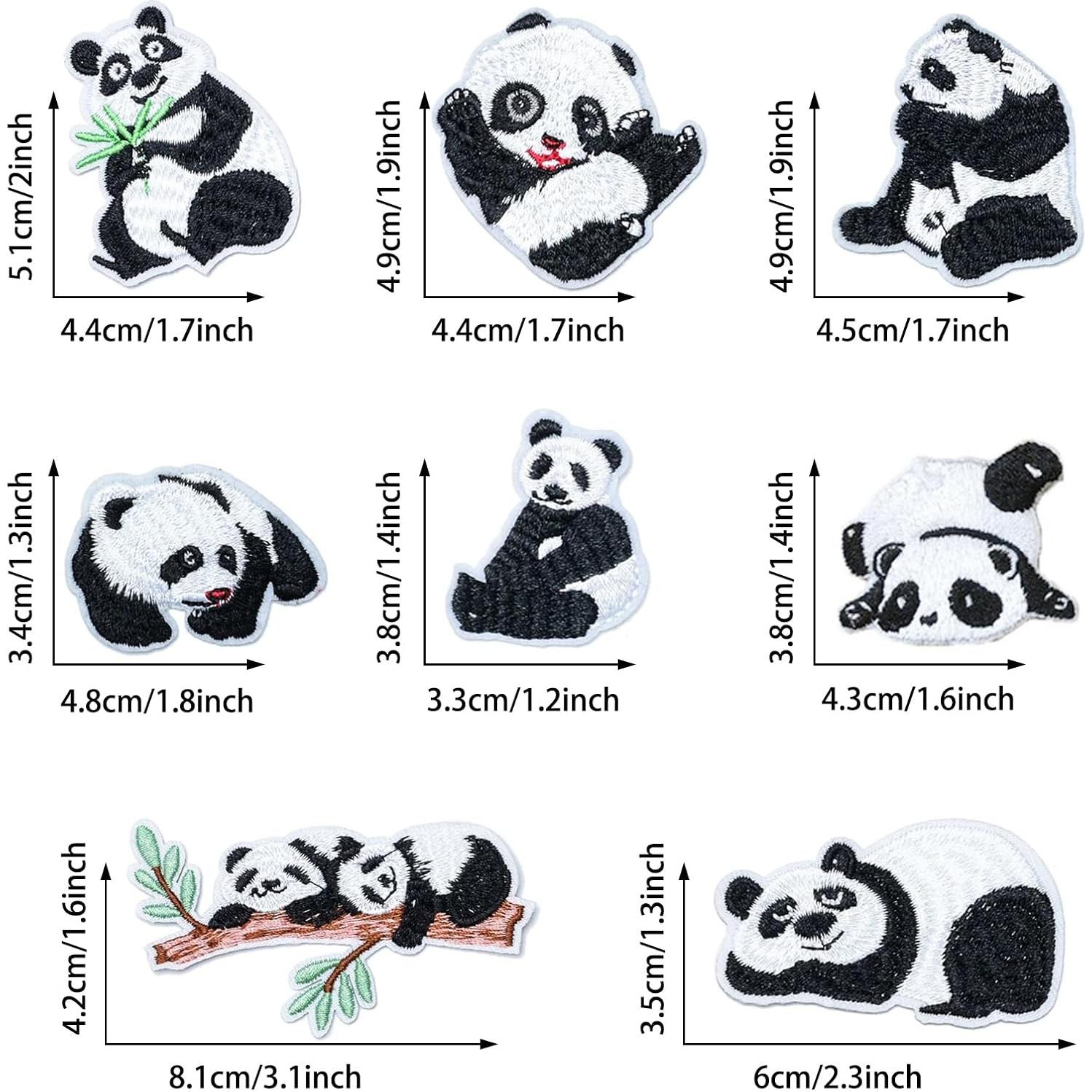 17 Parches de Panda Bordados Yayatty para Planchar y Decorar