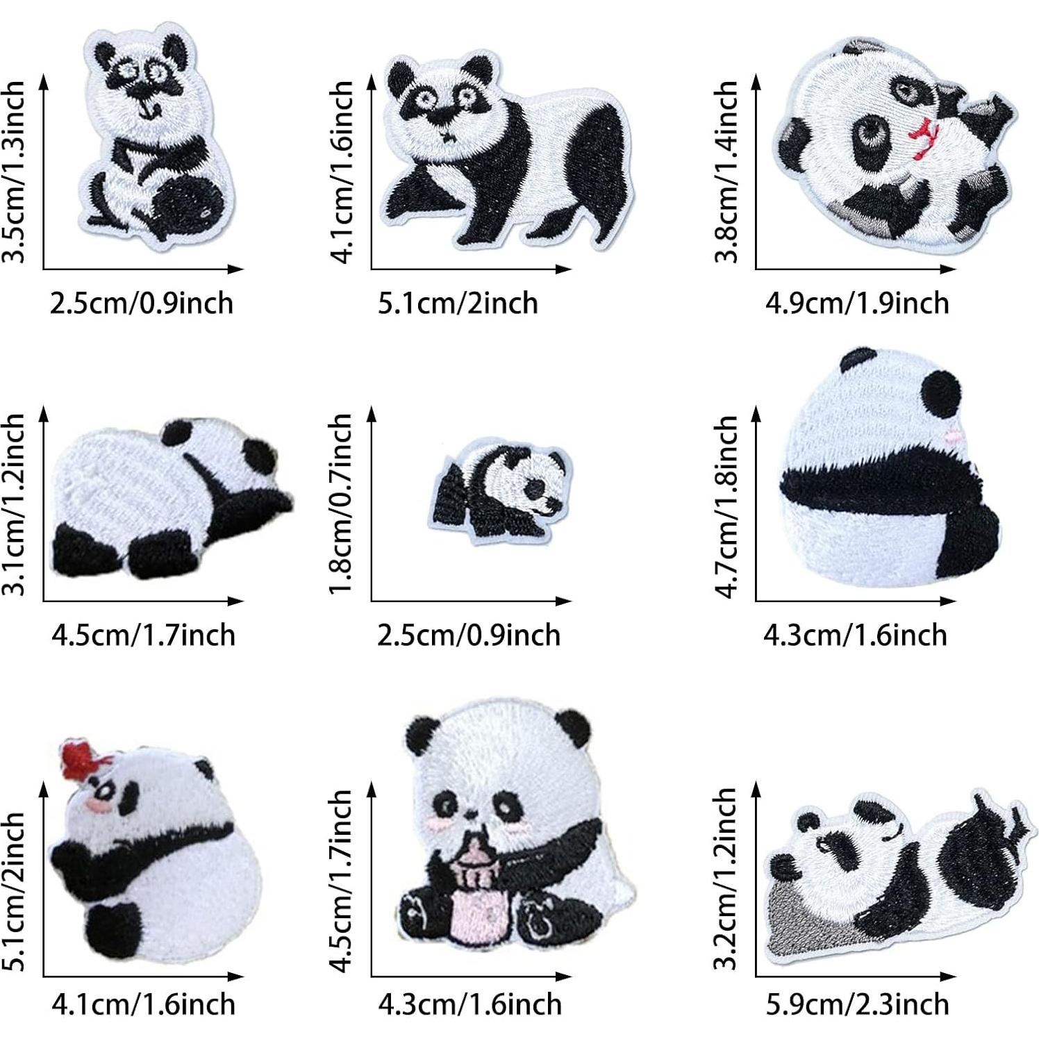 17 Parches de Panda Bordados Yayatty para Planchar y Decorar