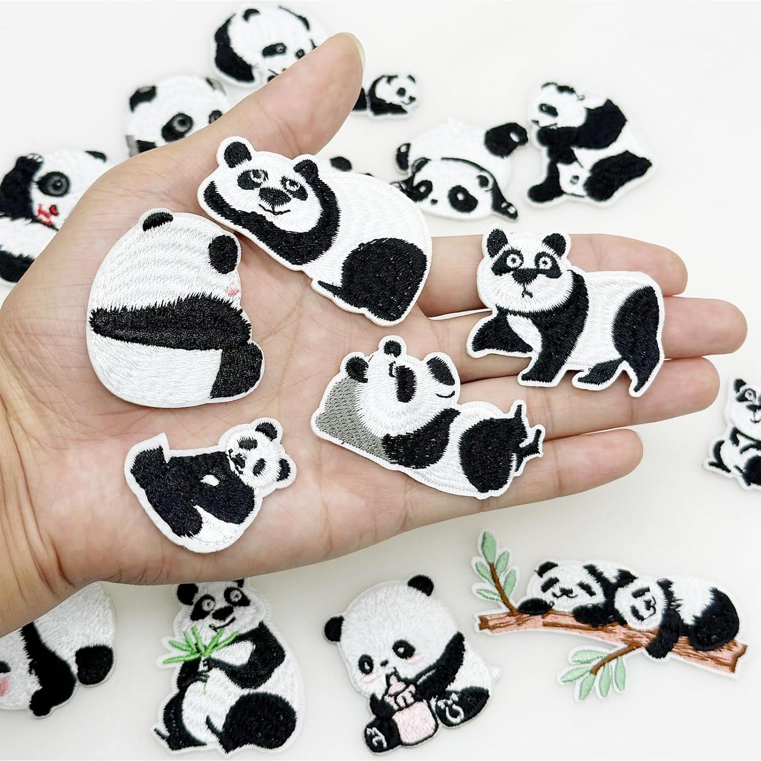 17 Parches de Panda Bordados Yayatty para Planchar y Decorar