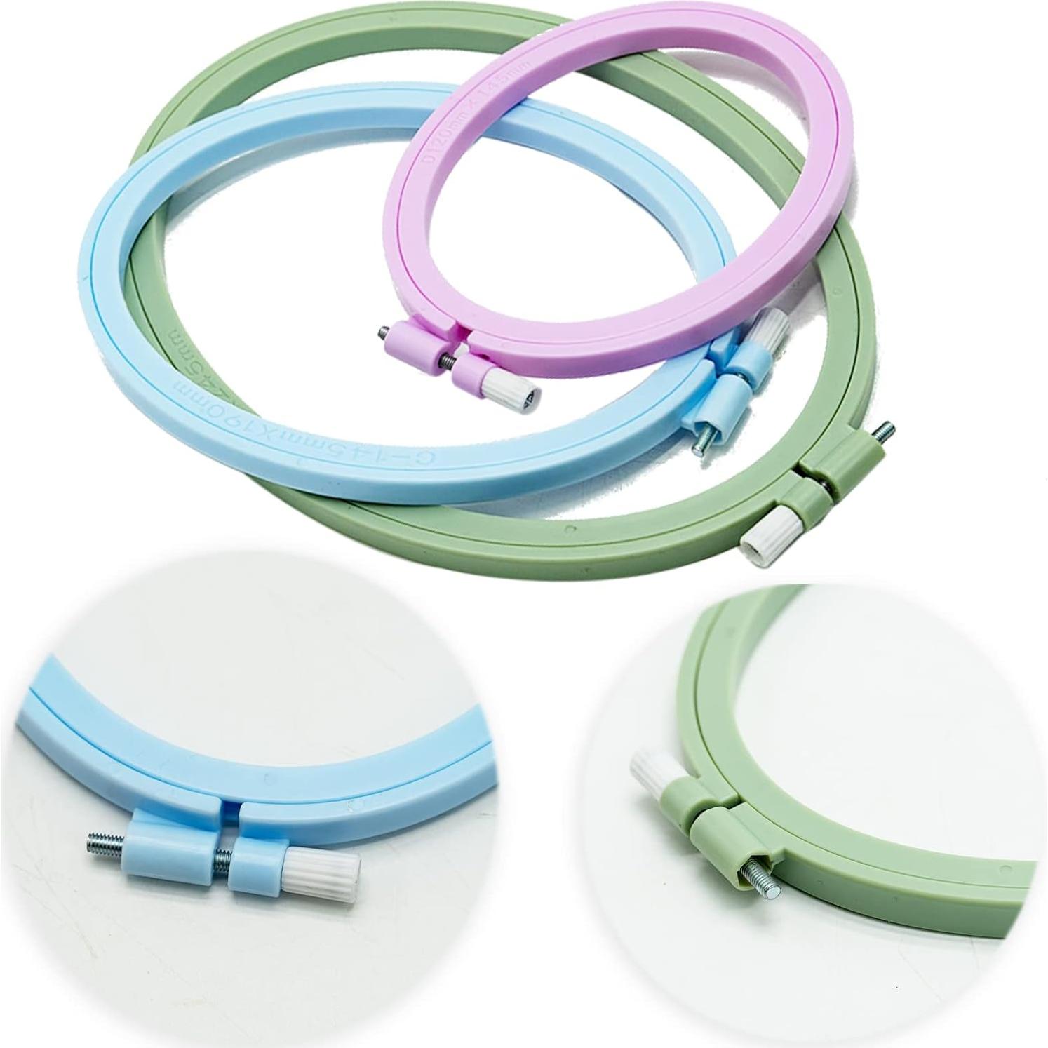 Aros de Bordado Ovalados LAMXD 3 Piezas Plástico Multicolor