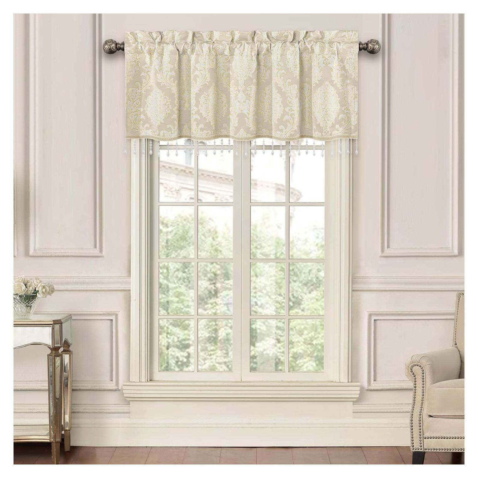 Valance Jacquard Loom and Mill Beige 137x46 cm Blackout