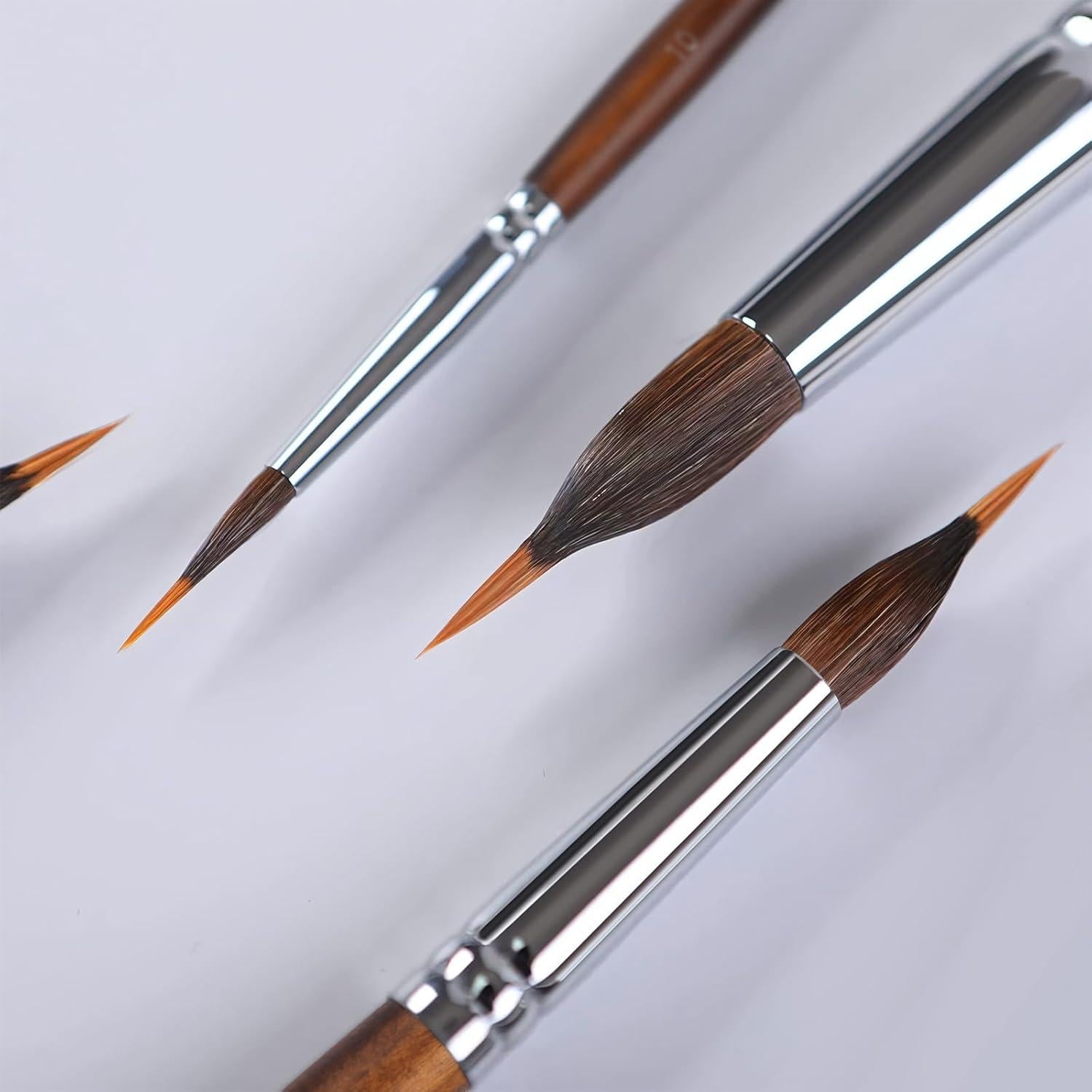 Pinceles de Acuarela Fuumuui 4 Pcs Punta de Aguja Sintética