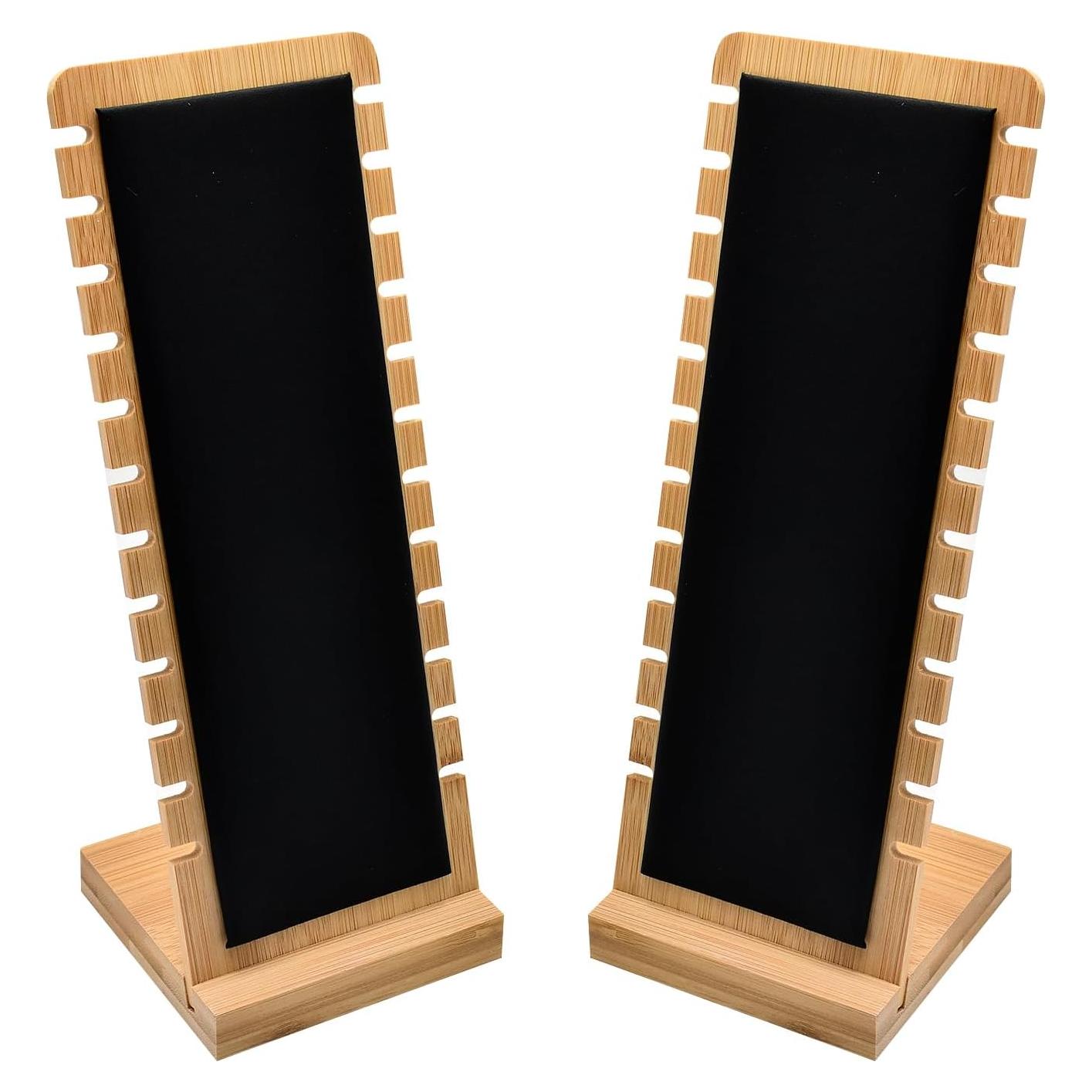 Tablero de Exhibición de Joyería Fresa Dorada 2 PCS Bambú Negro