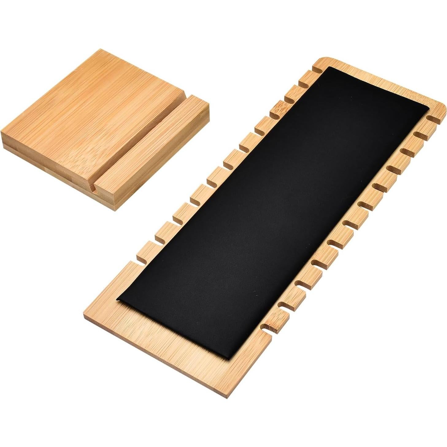 Tablero de Exhibición de Joyería Fresa Dorada 2 PCS Bambú Negro