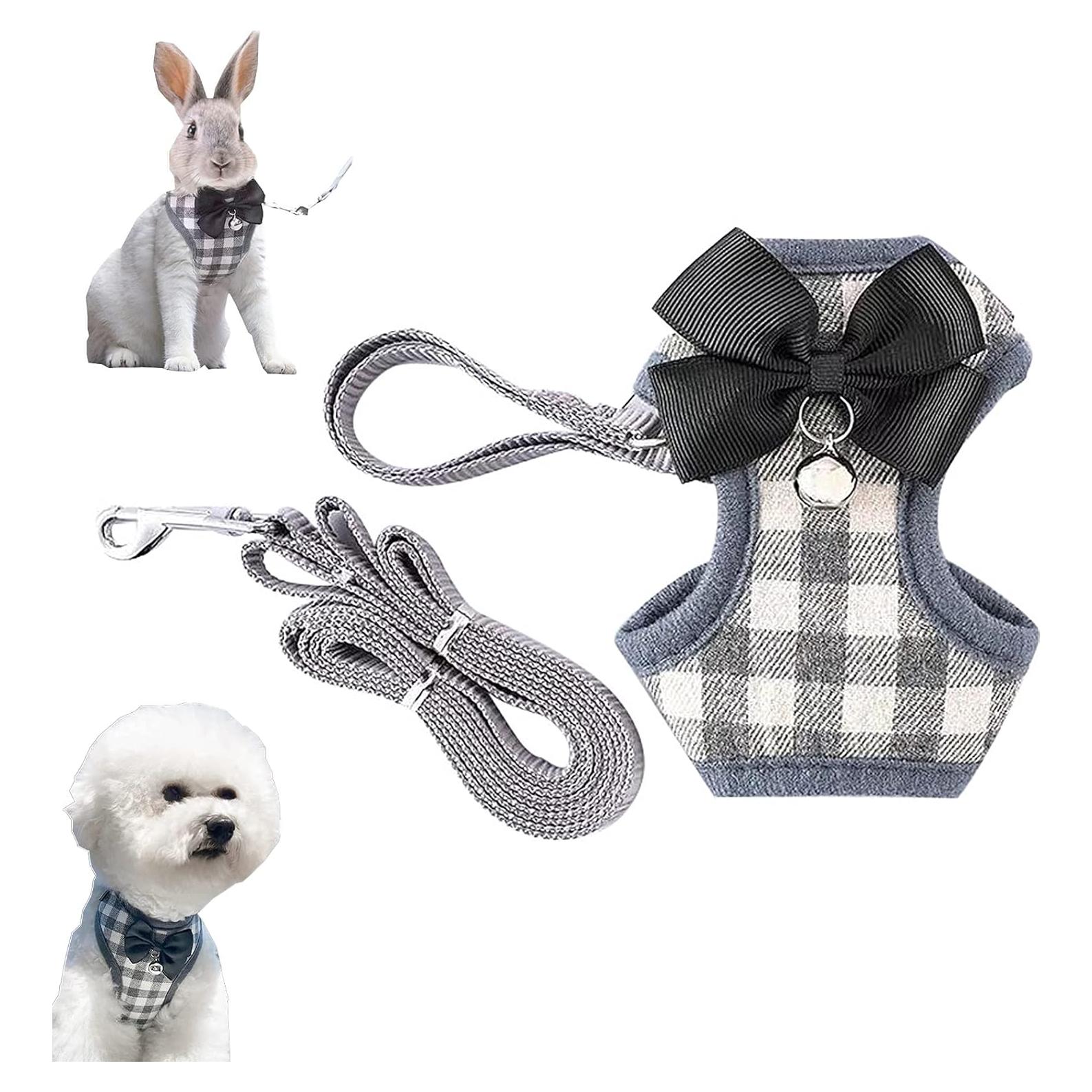 Arnés Ajustable para Gato, Perro y Conejo Kcjuoam XS Gris
