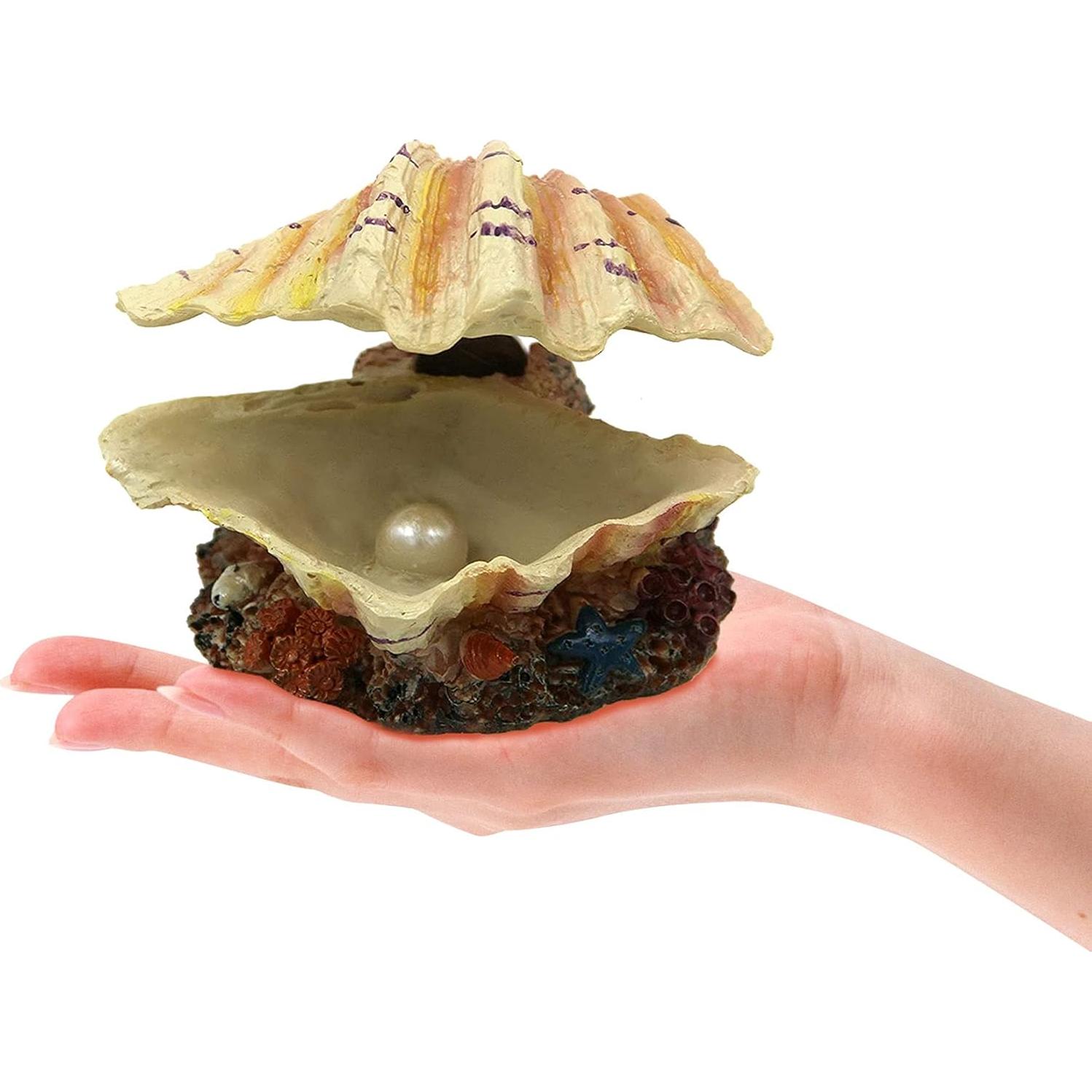 Decoración de Acuario Abnaok - Concha de Almeja Beige 13cm