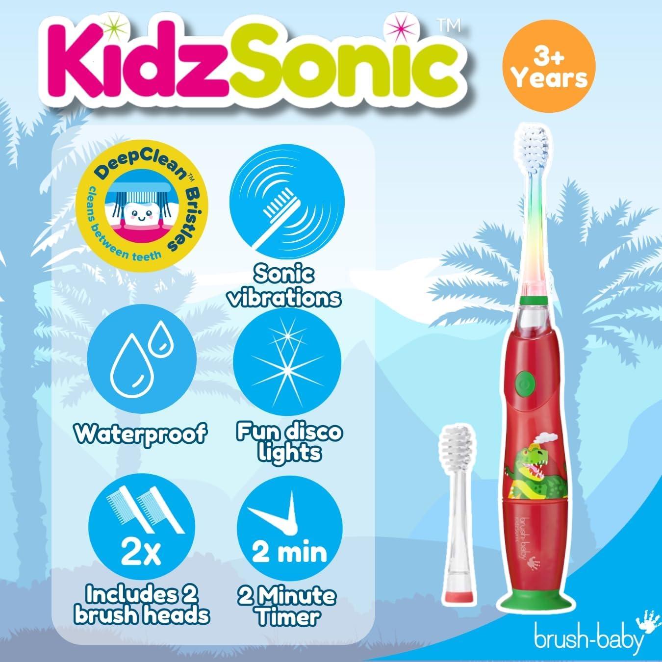 Cepillo de Dientes Eléctrico Brush-Baby KidzSonic Dinosaurio