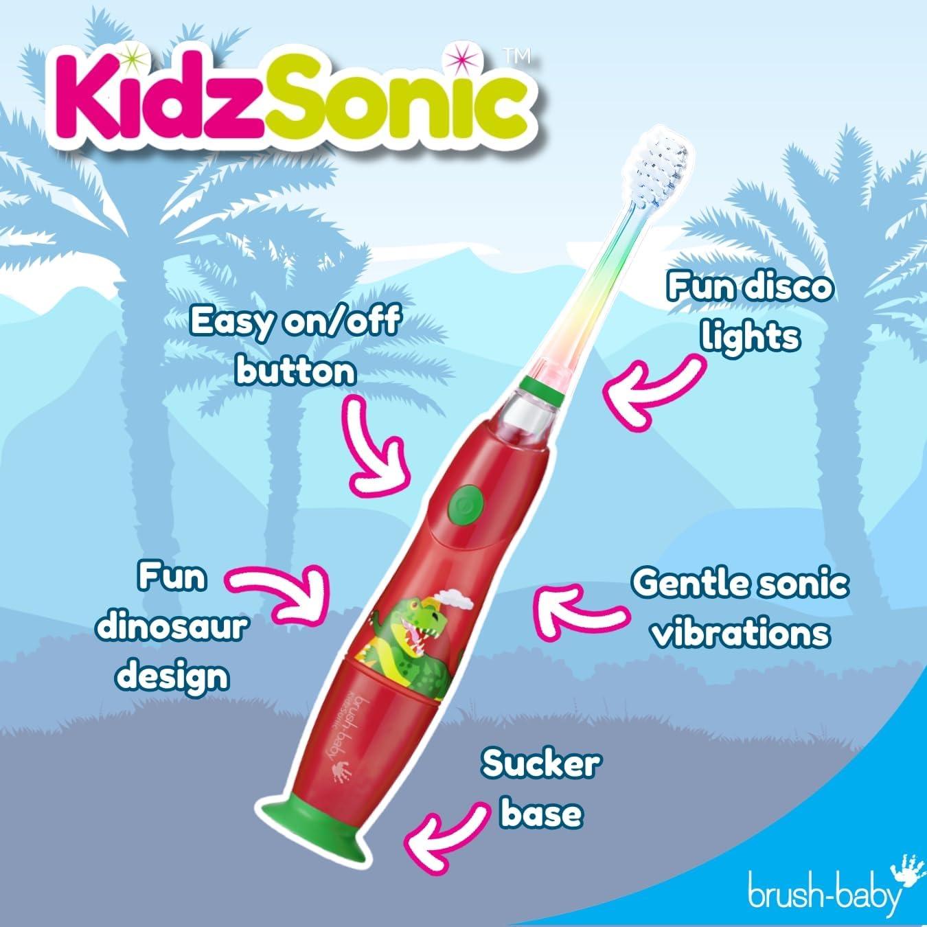 Cepillo de Dientes Eléctrico Brush-Baby KidzSonic Dinosaurio