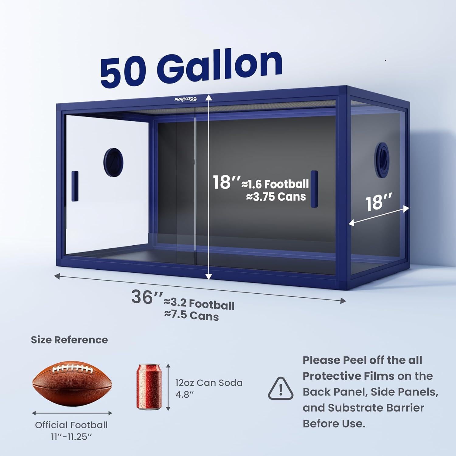 Tanque de Reptiles 50 Galones Phailozoo 91.44x45.72x45.72cm