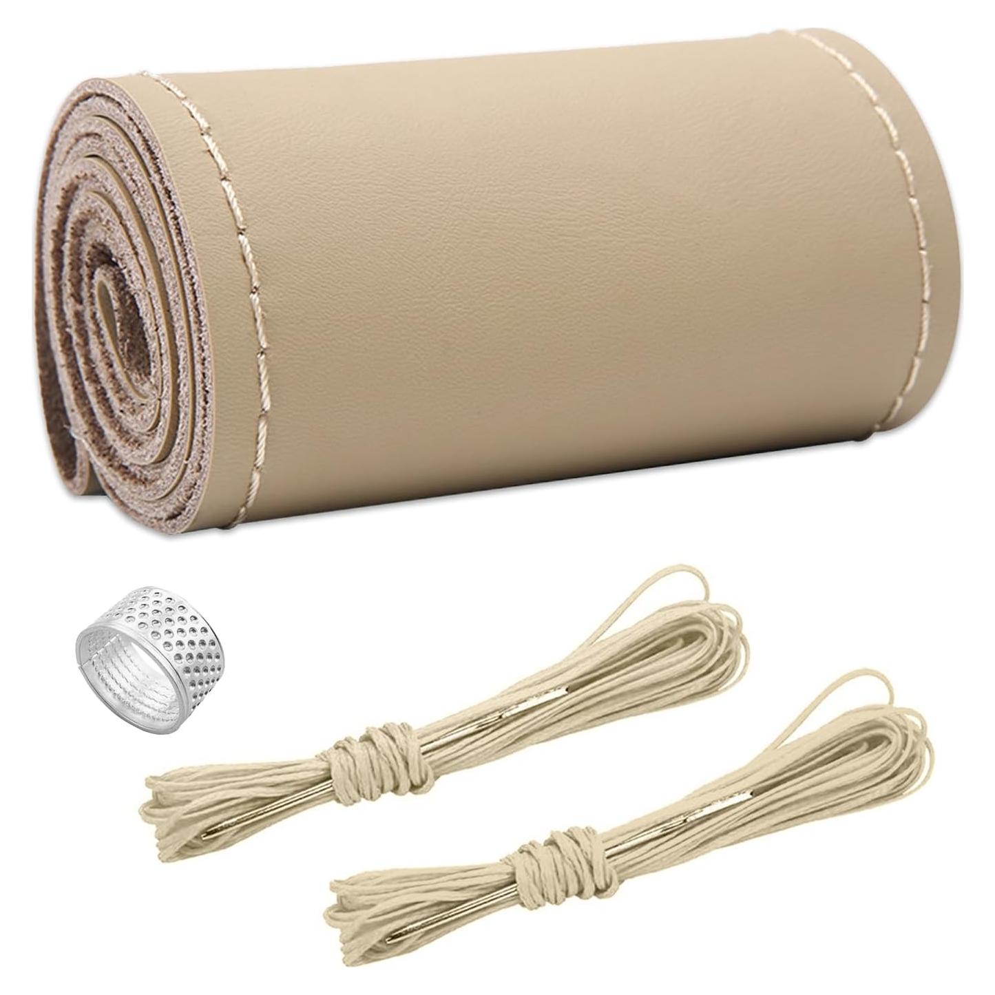 Cubierta de Volante de Cuero Ziciner 38 cm Antideslizante Beige