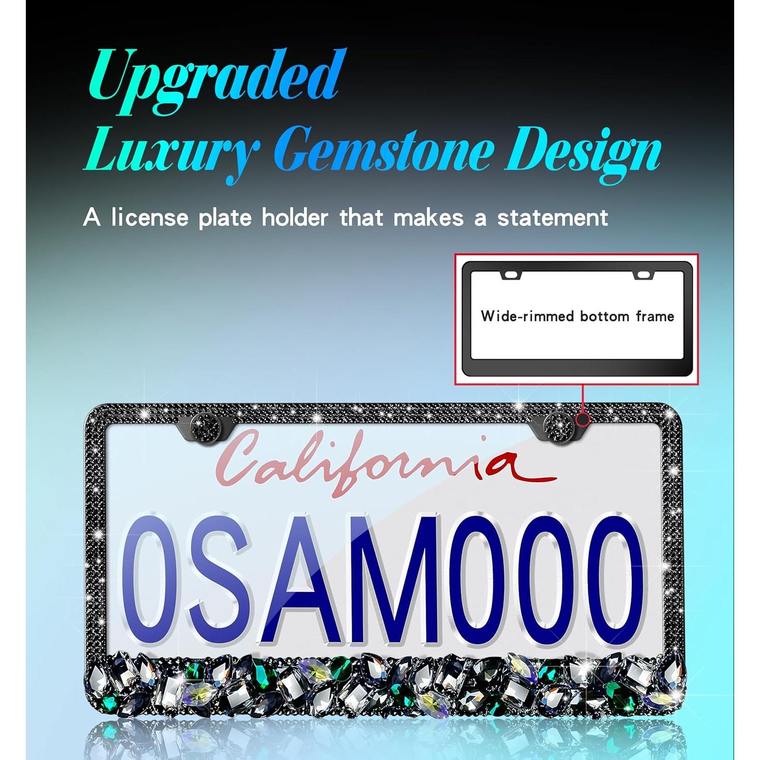 Marcos de Placas de Licencia Murimt con Rhinestones Brillantes 2 Pzs