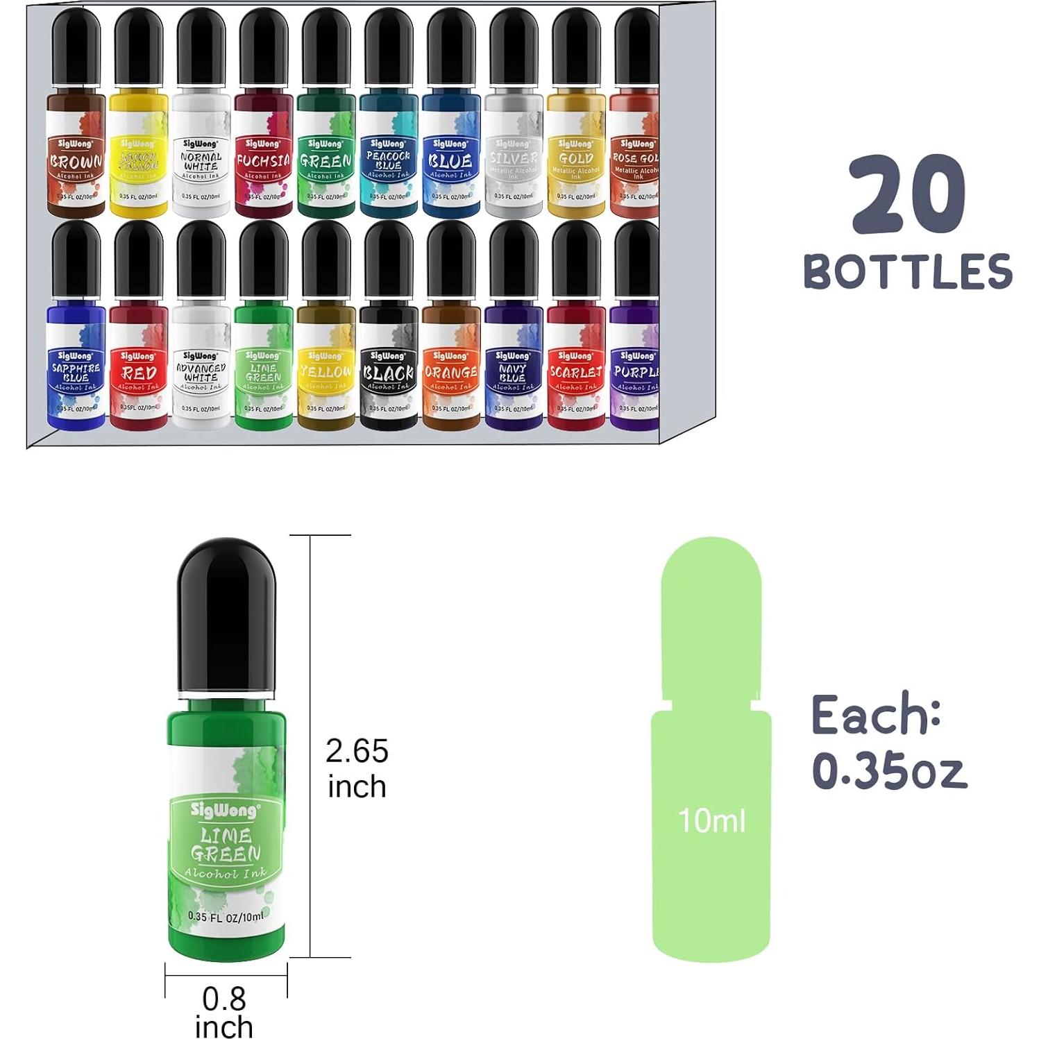 Juego de Tintas de Alcohol SigWong - 20 Colores Vibrantes 10ml