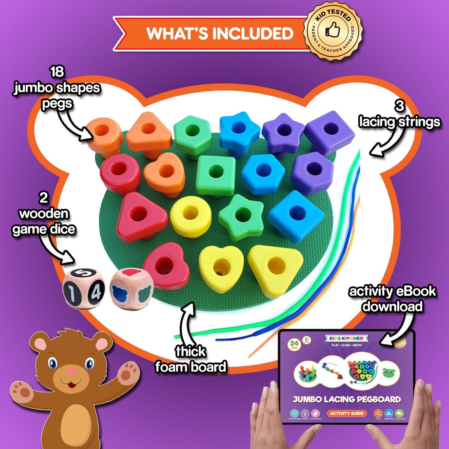 Juego de Tablero de Formas Jumbo Kids Korner - 18 Puntas y 2 Dados