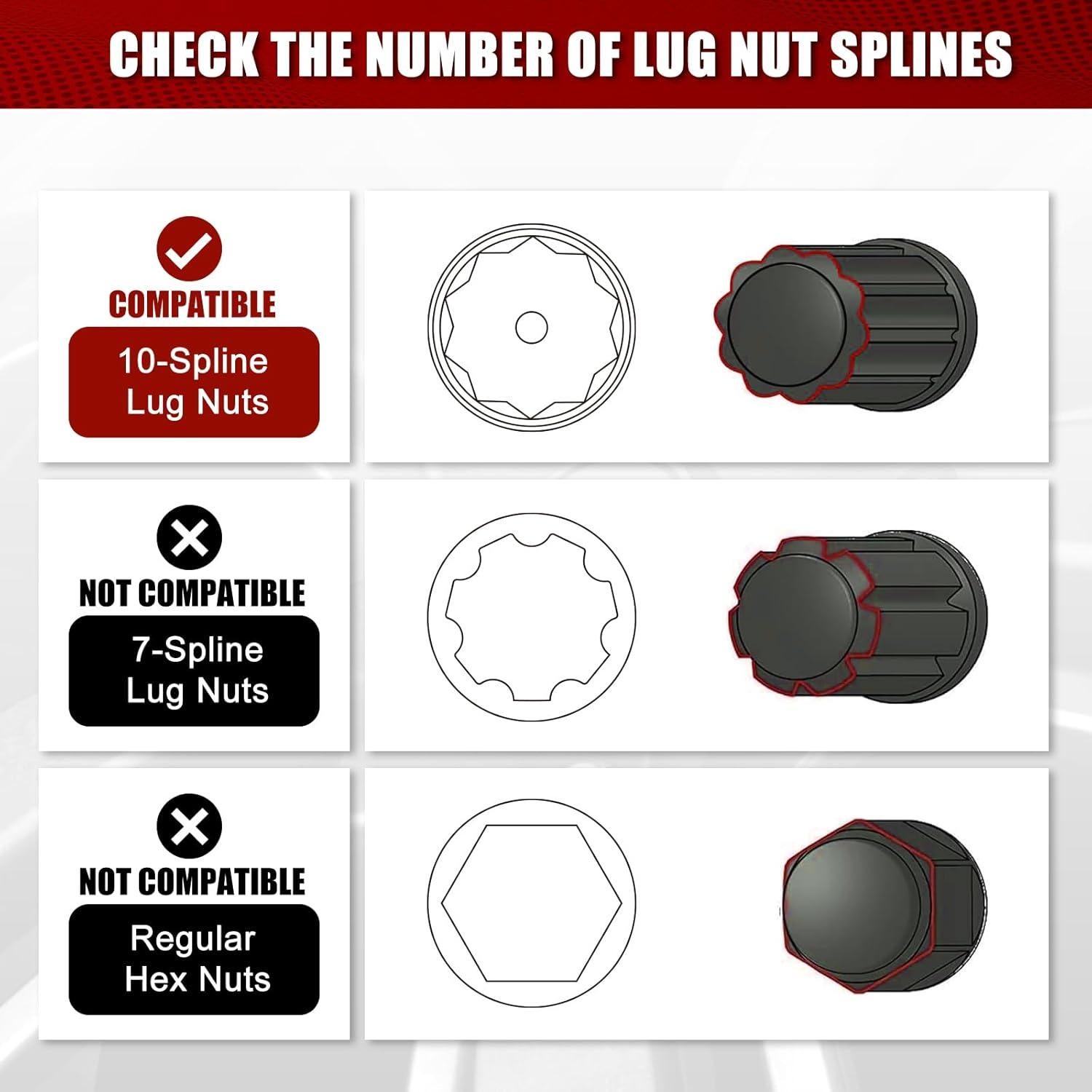 Juego de 2 Llaves de Tuerca Spline MIXPOWER 10 Puntos 17mm 19mm