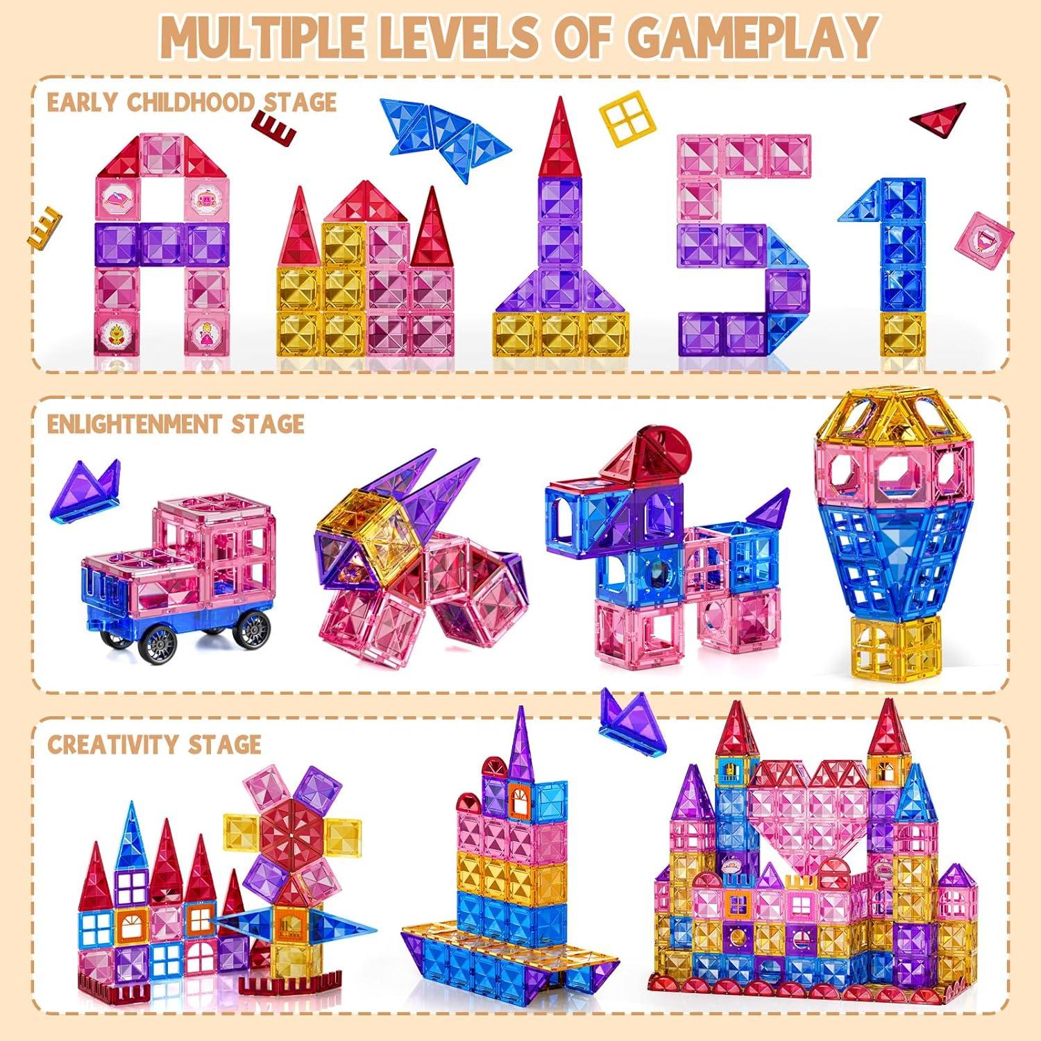 52 Piezas Azulejos Magnéticos LILYBUDS para Niños 3-8 Años