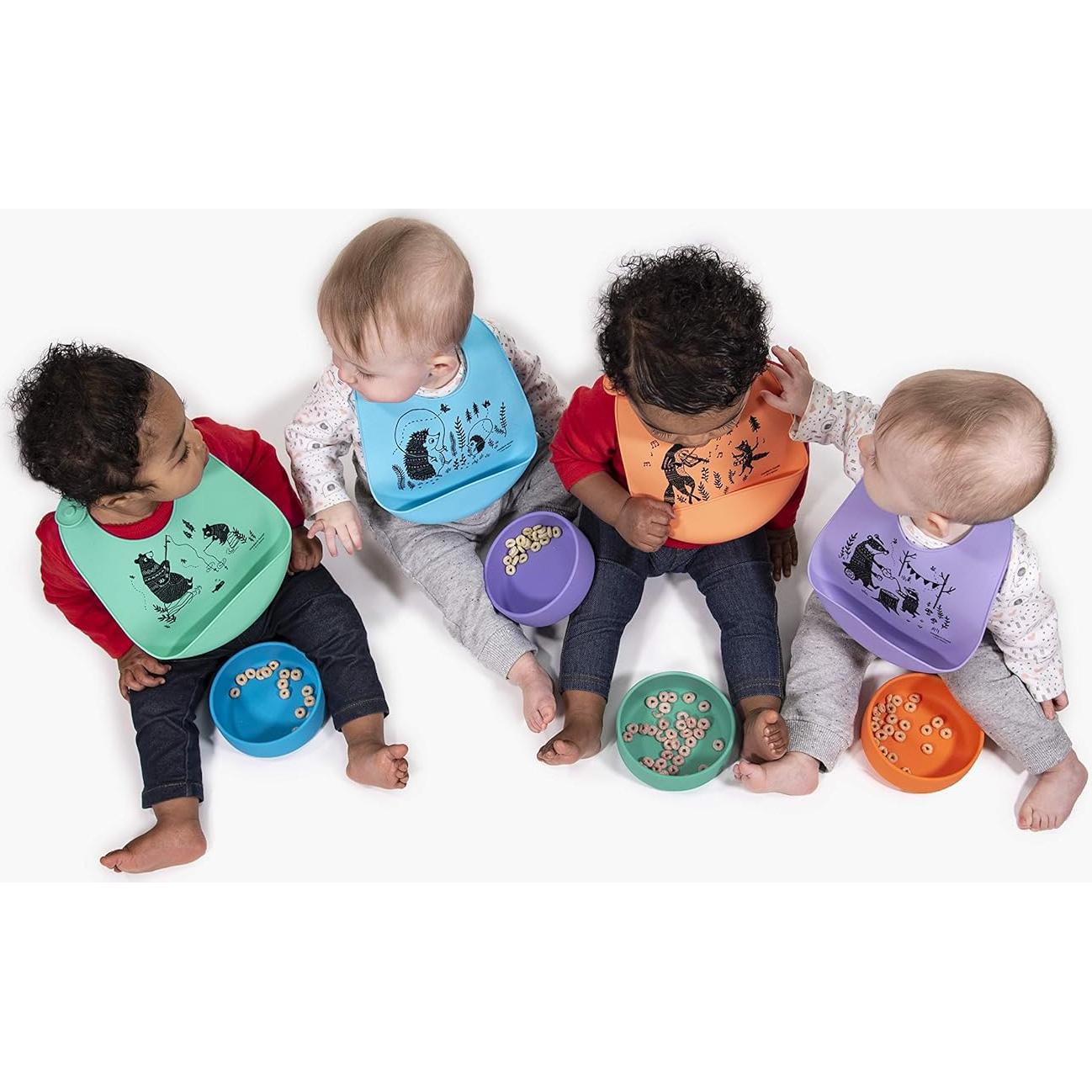 Babero Bucket Silicona Grado Alimenticio Familia Tejón - Lavanda