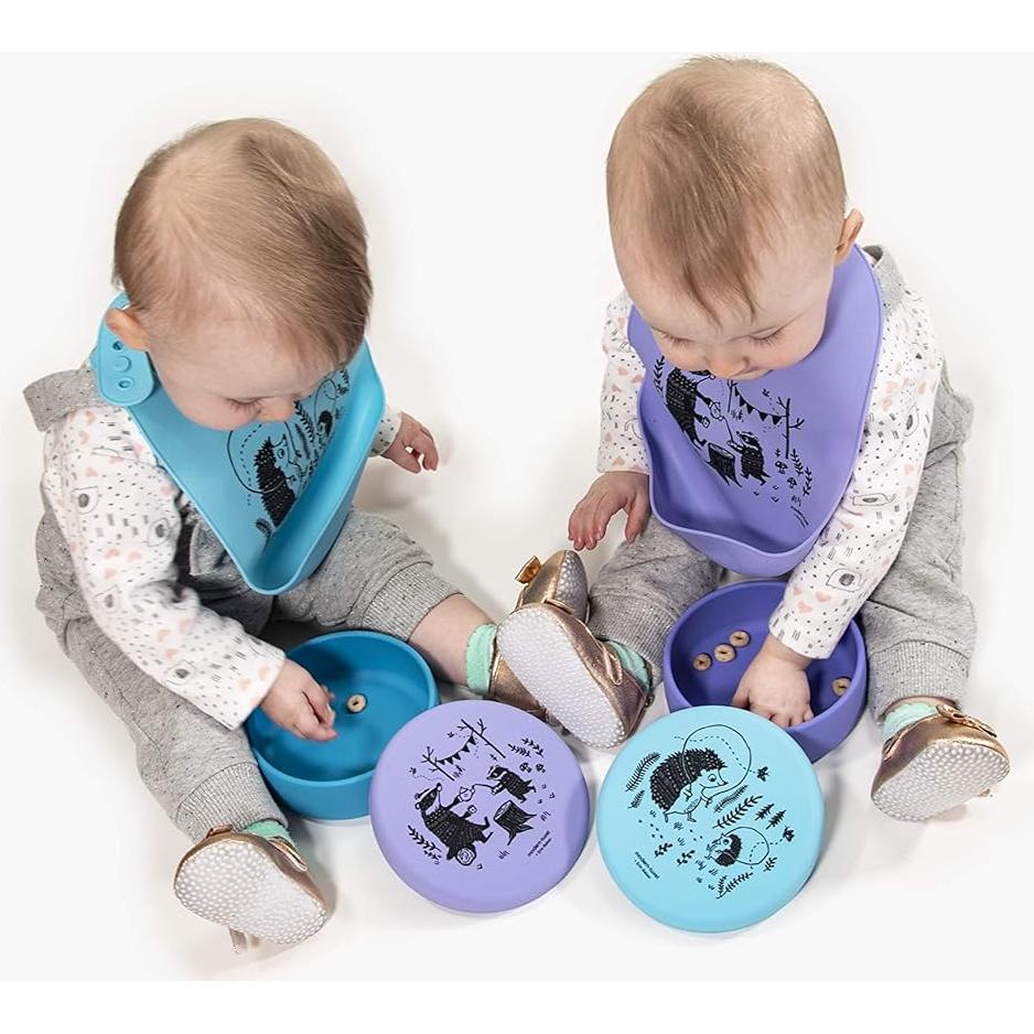 Babero Bucket Silicona Grado Alimenticio Familia Tejón - Lavanda