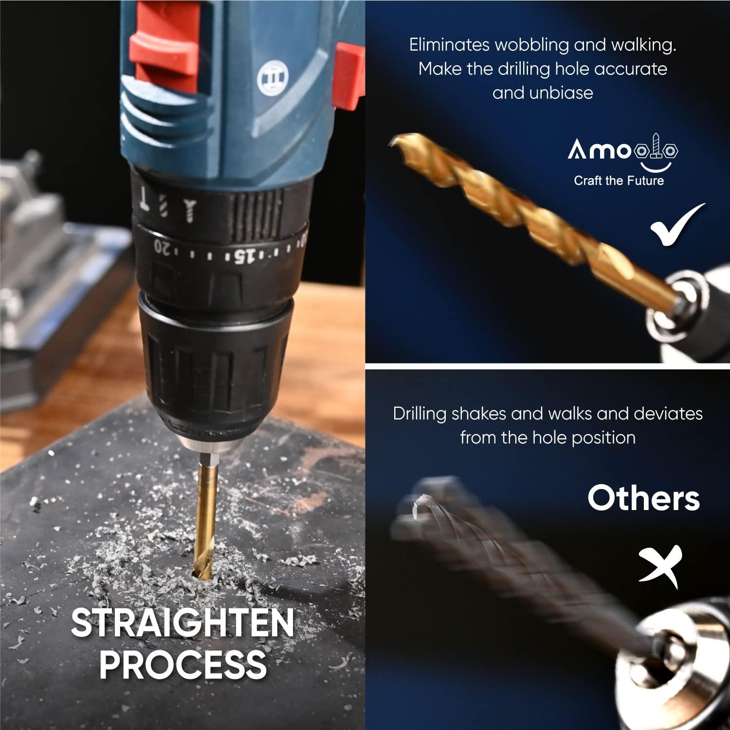 Juego de Brocas de Impacto Amoolo 1/4" 10 Piezas Titanio HSS