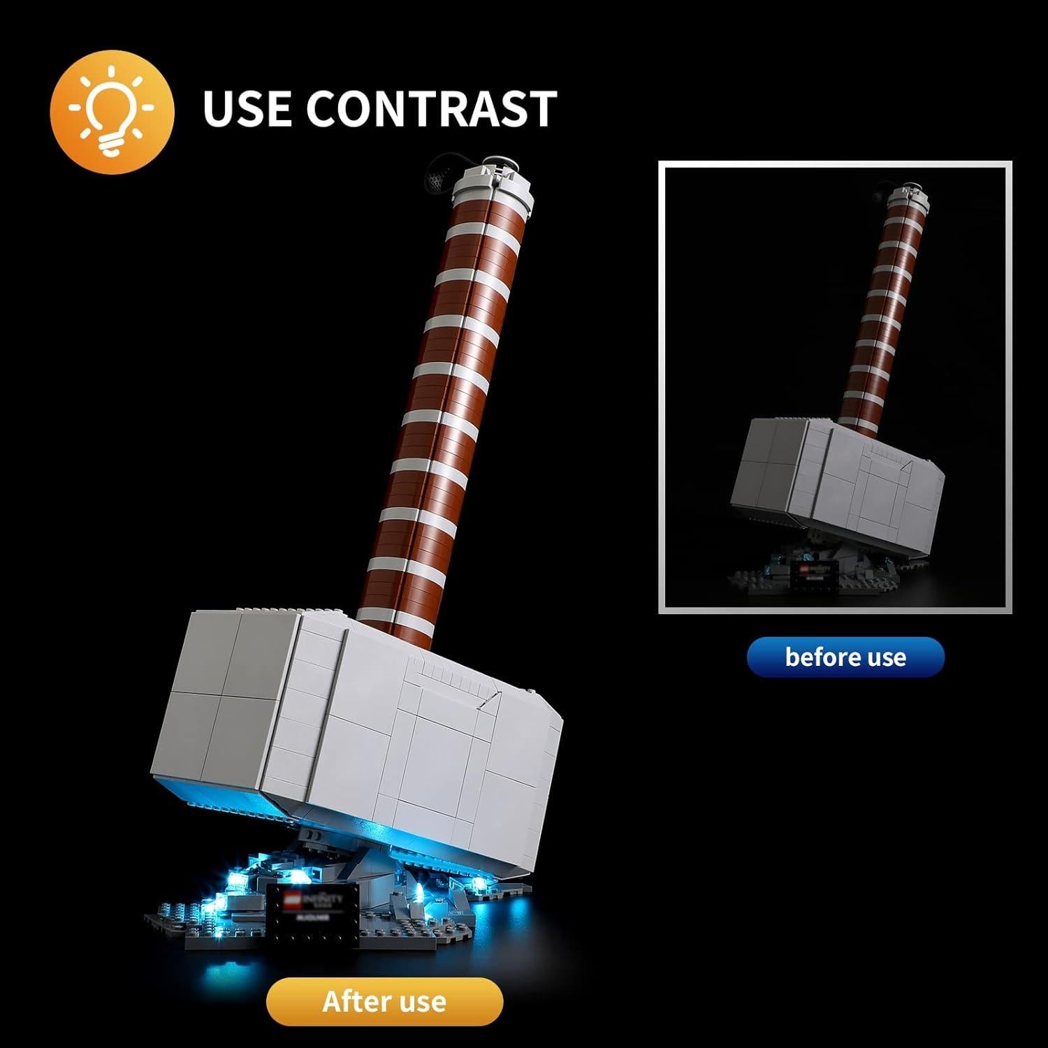 Luz LED Vaodest para Lego 76209 Martillo de Thor 5V