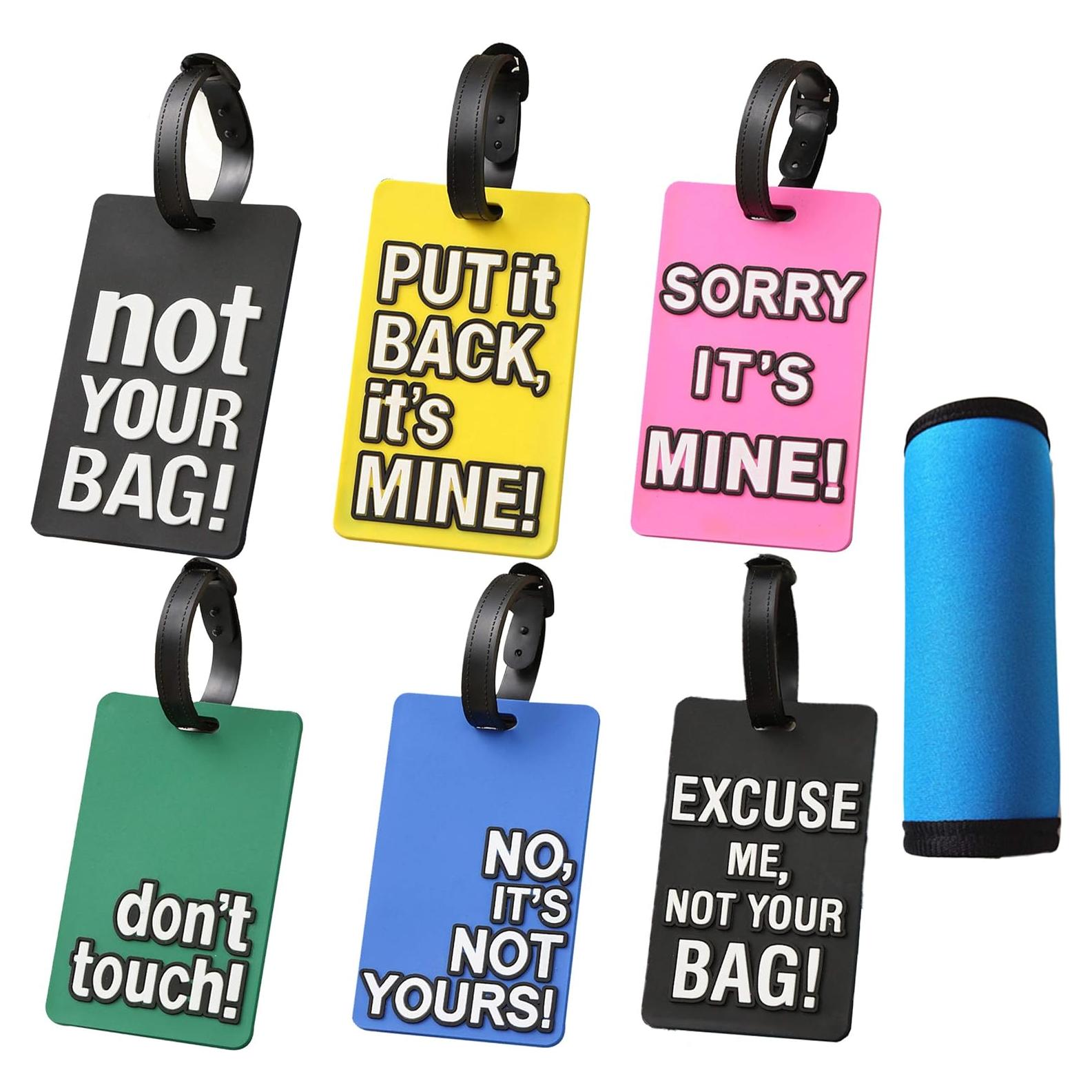 6 Etiquetas de Equipaje Brillantes OVOV - Silicona Duradera