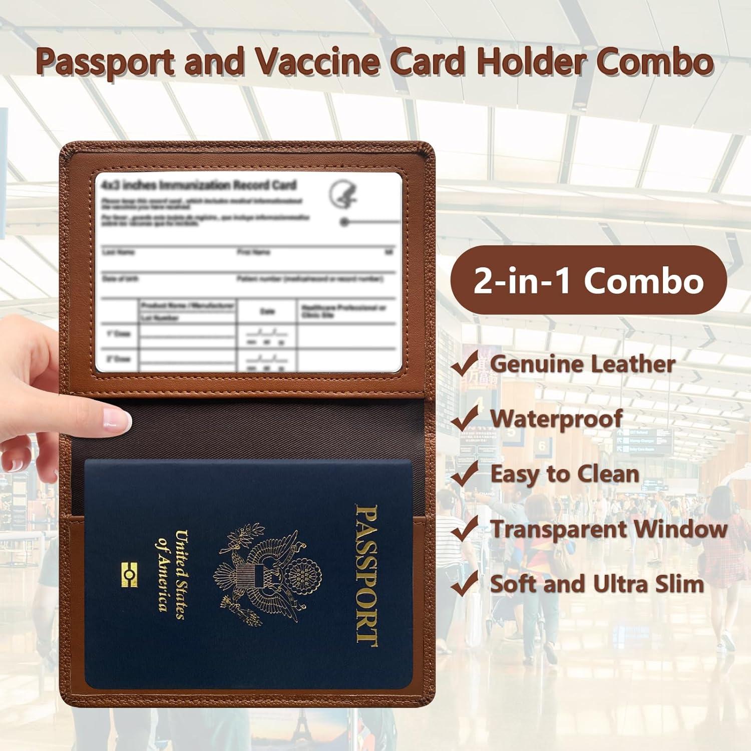 Funda de Pasaporte de Cuero Genuino Baphity con Bloqueo RFID