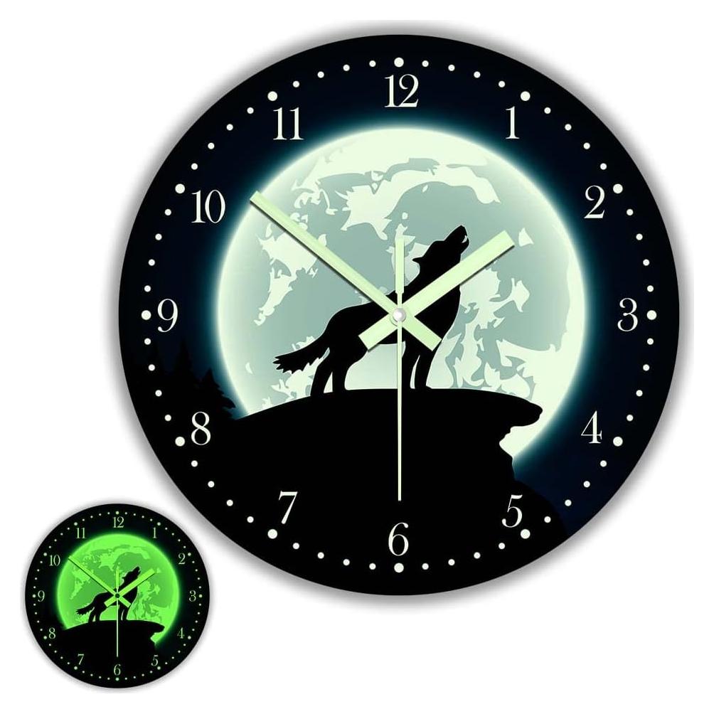 Reloj de Pared Lobo Brillante en la Oscuridad 30 cm The Geeky Days