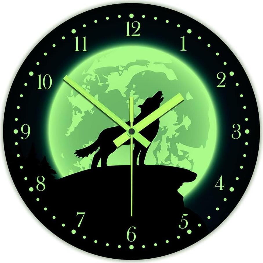 Reloj de Pared Lobo Brillante en la Oscuridad 30 cm The Geeky Days