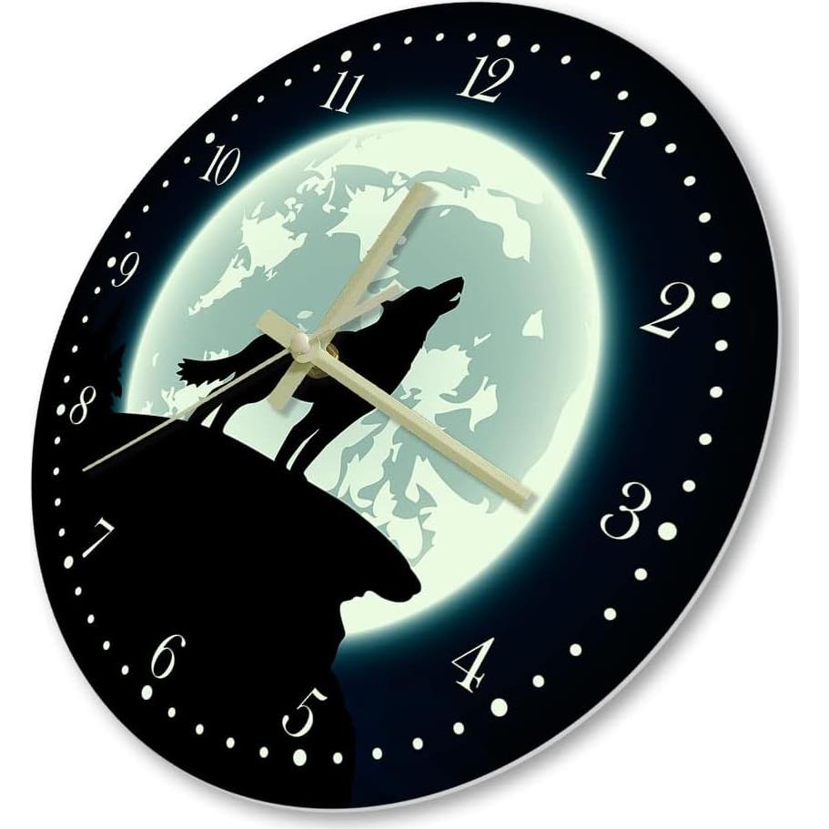 Reloj de Pared Lobo Brillante en la Oscuridad 30 cm The Geeky Days
