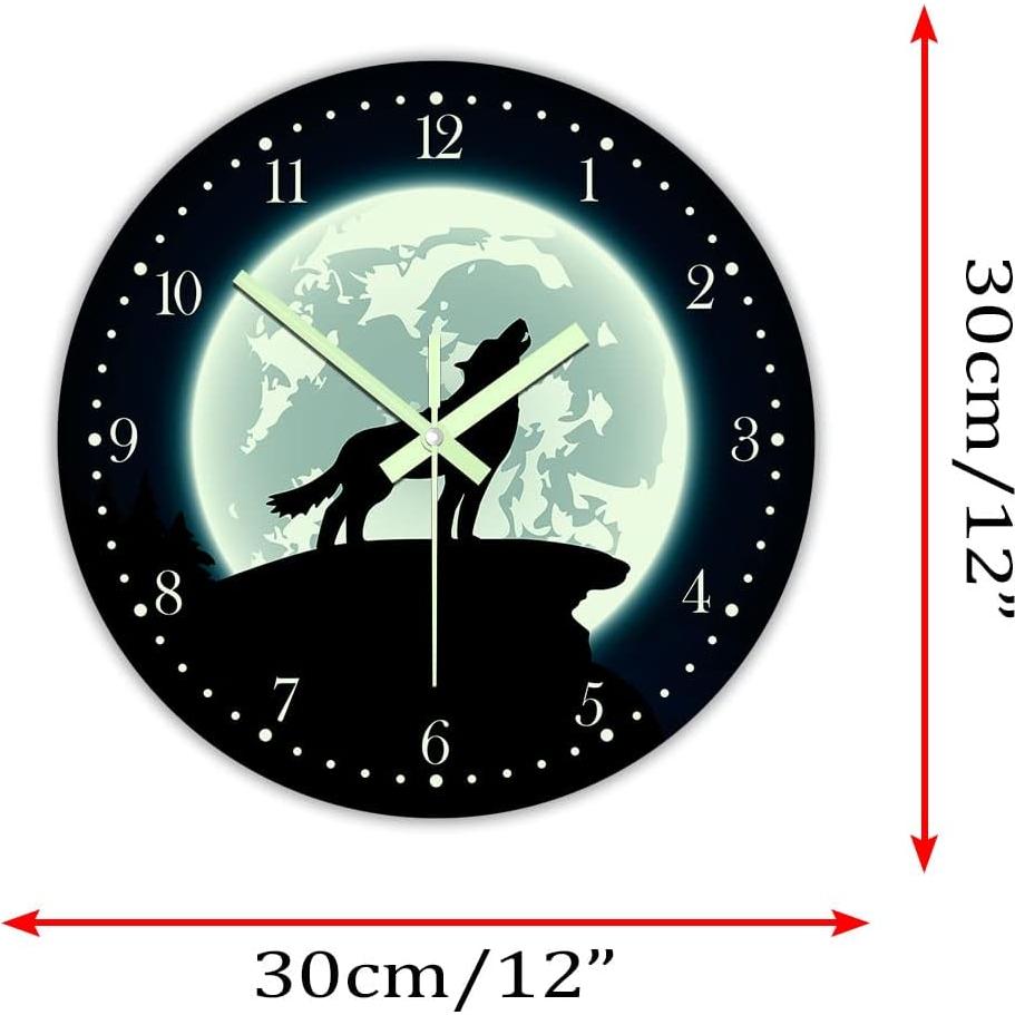 Reloj de Pared Lobo Brillante en la Oscuridad 30 cm The Geeky Days