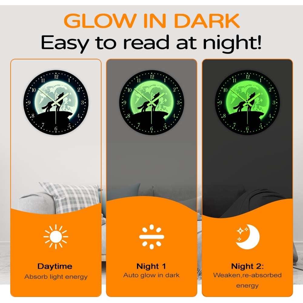 Reloj de Pared Lobo Brillante en la Oscuridad 30 cm The Geeky Days