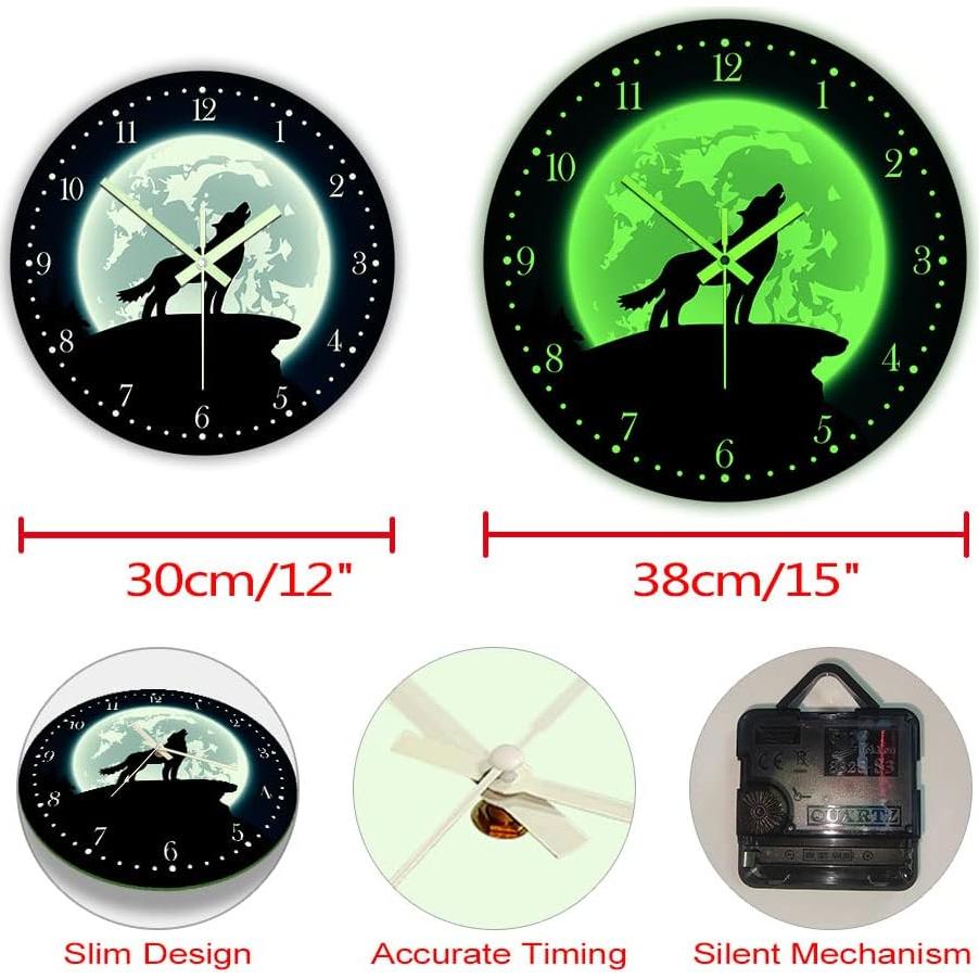 Reloj de Pared Lobo Brillante en la Oscuridad 30 cm The Geeky Days