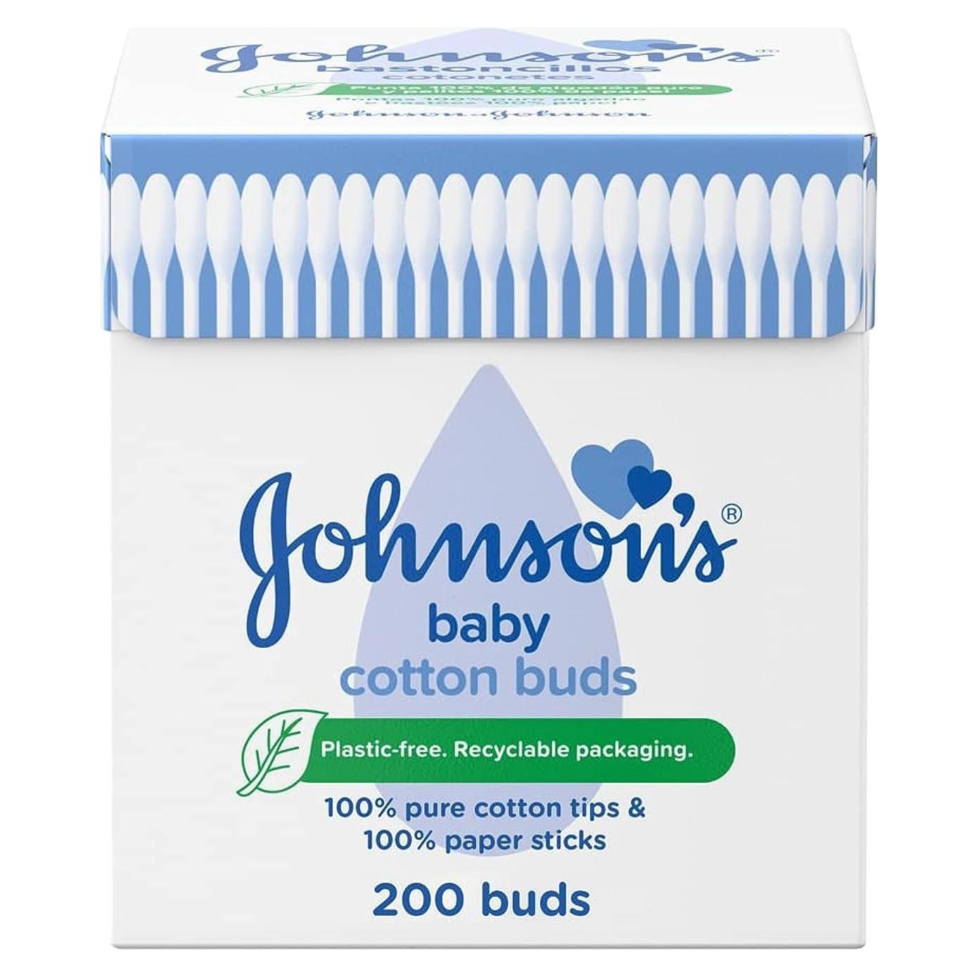 Bastones de Algodón Johnson's Baby 100% Puro - 200 Unidades