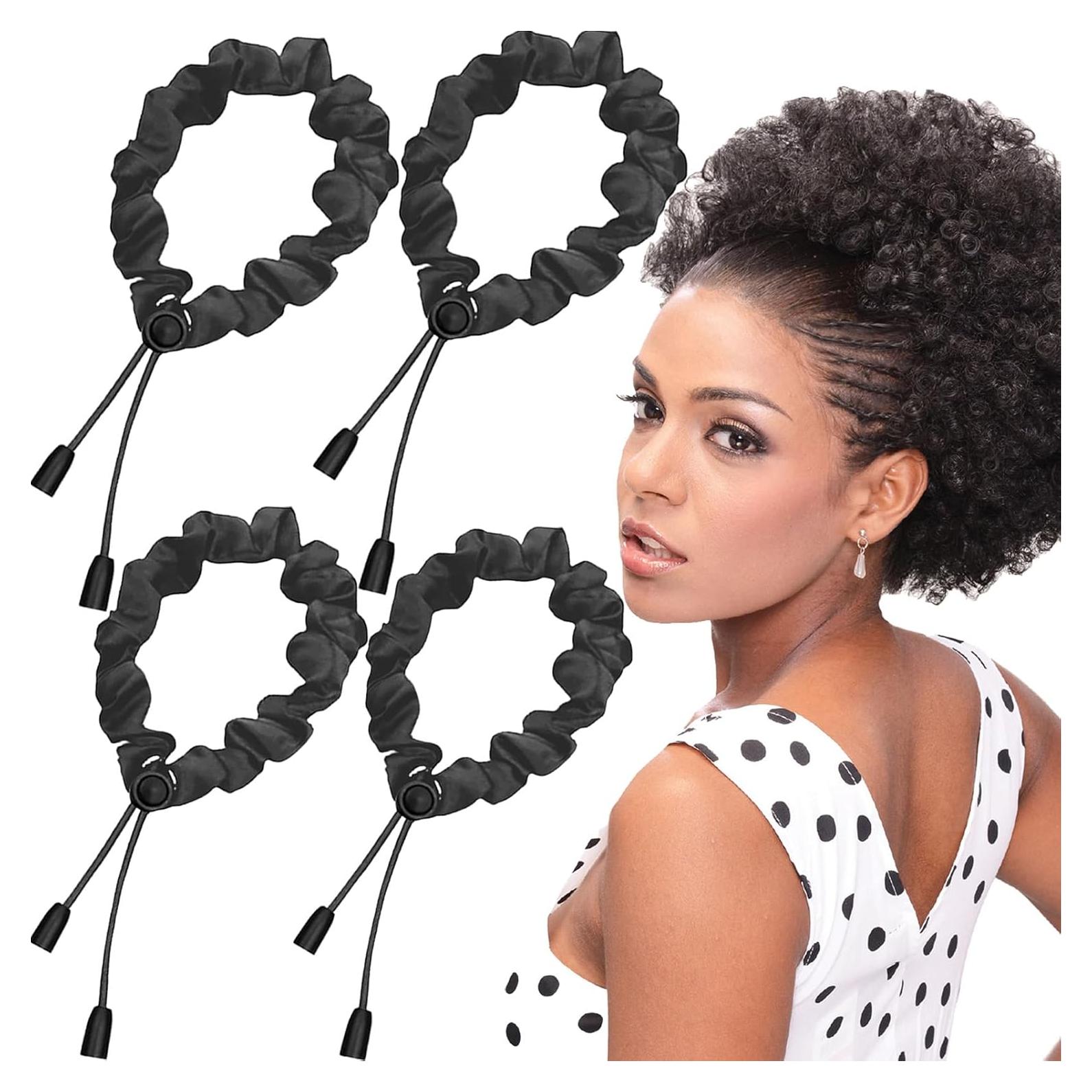 4 Lazos de Satén Ajustables Bswox para Cabello Rizado