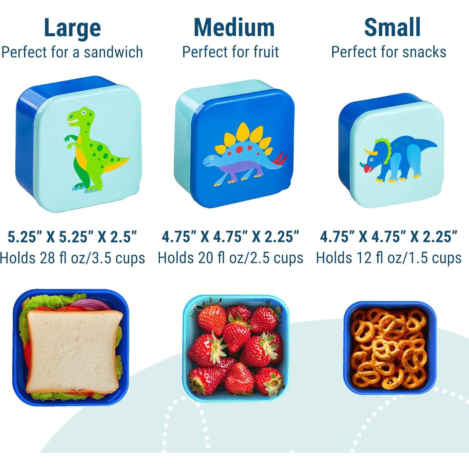 Set de 3 Contenedores de Comida Anidados Wildkin - Dinosaurios