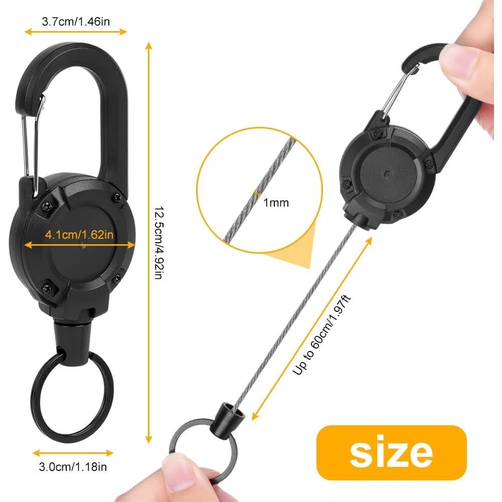 Llavero Retráctil AOMIG 2 Pack con Cable de Acero 60cm