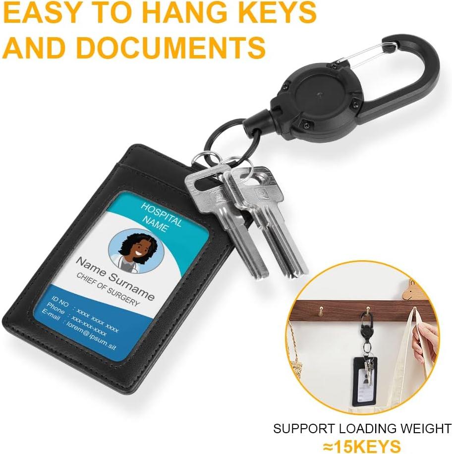 Llavero Retráctil AOMIG 2 Pack con Cable de Acero 60cm