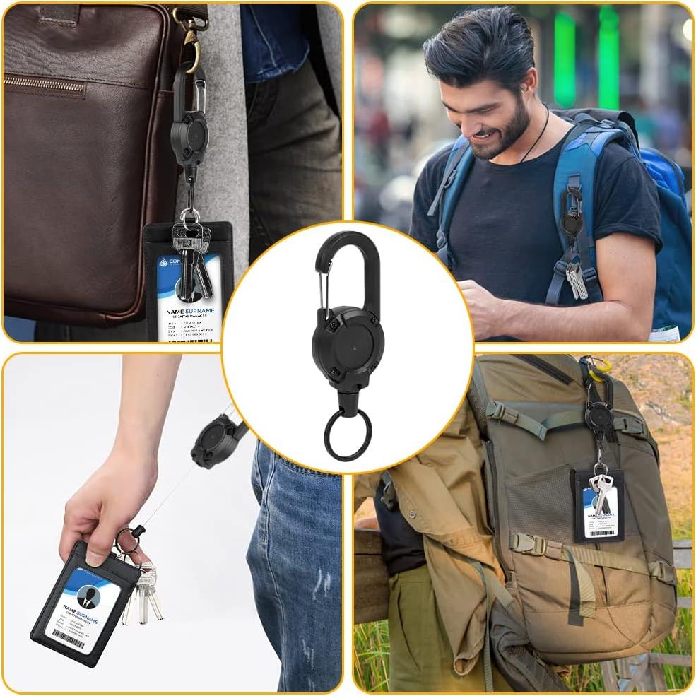 Llavero Retráctil AOMIG 2 Pack con Cable de Acero 60cm