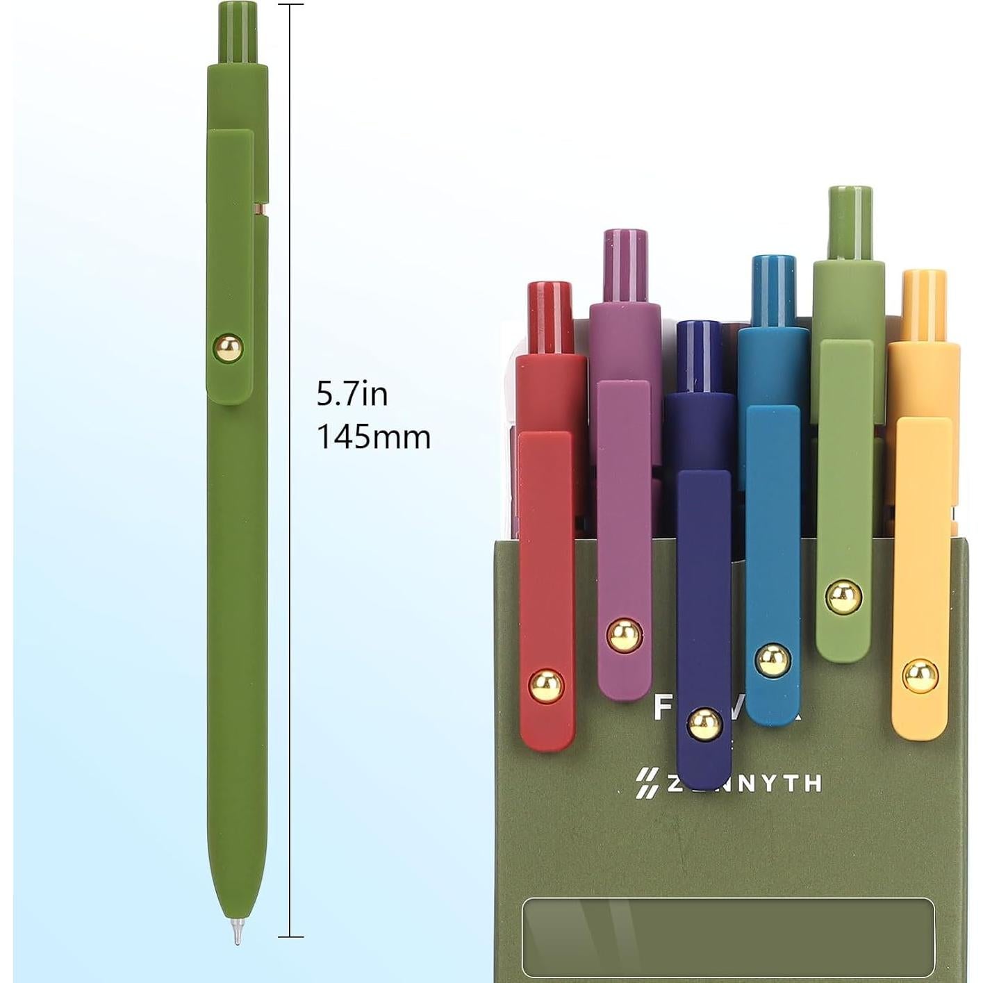 Bolígrafos de Gel FIOVER 12 Pcs 0.7mm Tinta Negra Suave