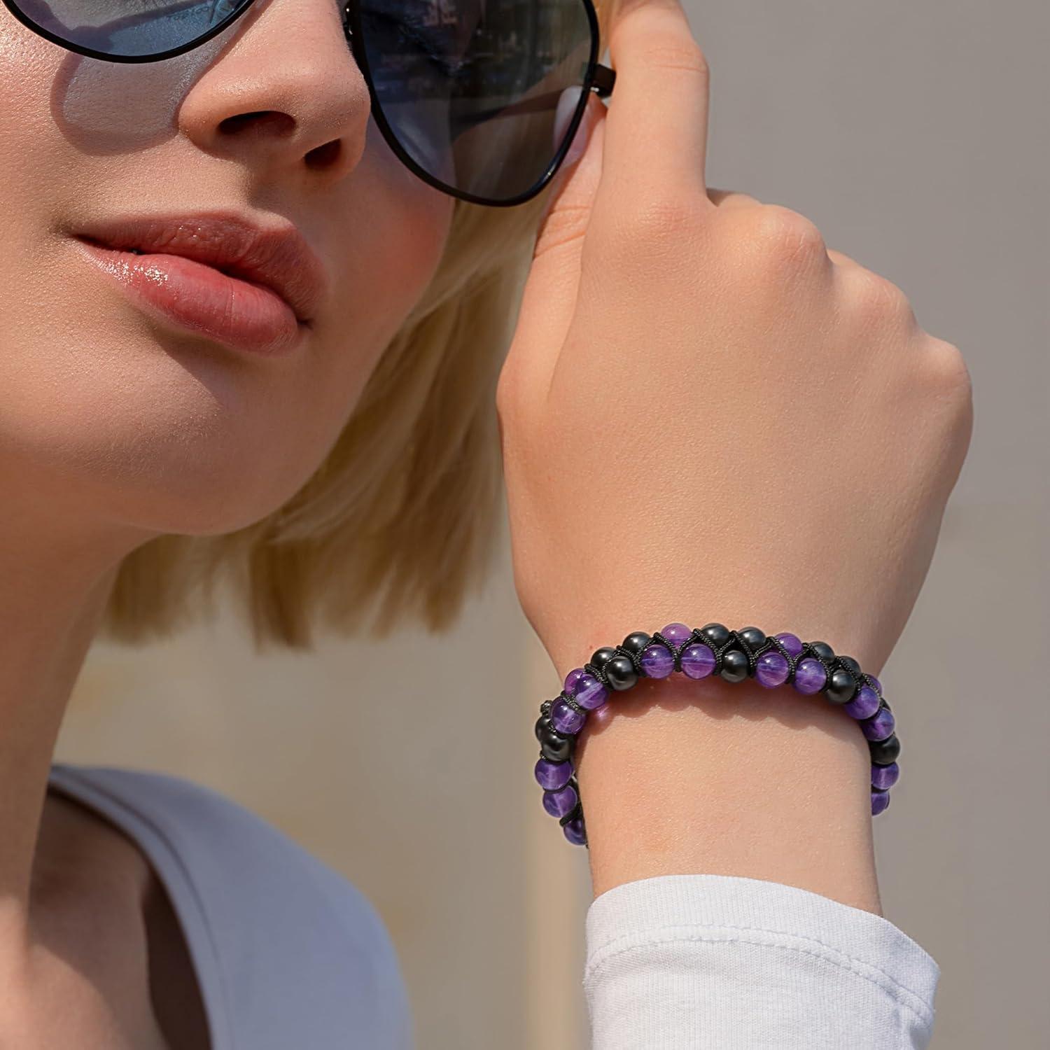 Pulsera Magnética MagnetRX de Hematites y Amatista Natural