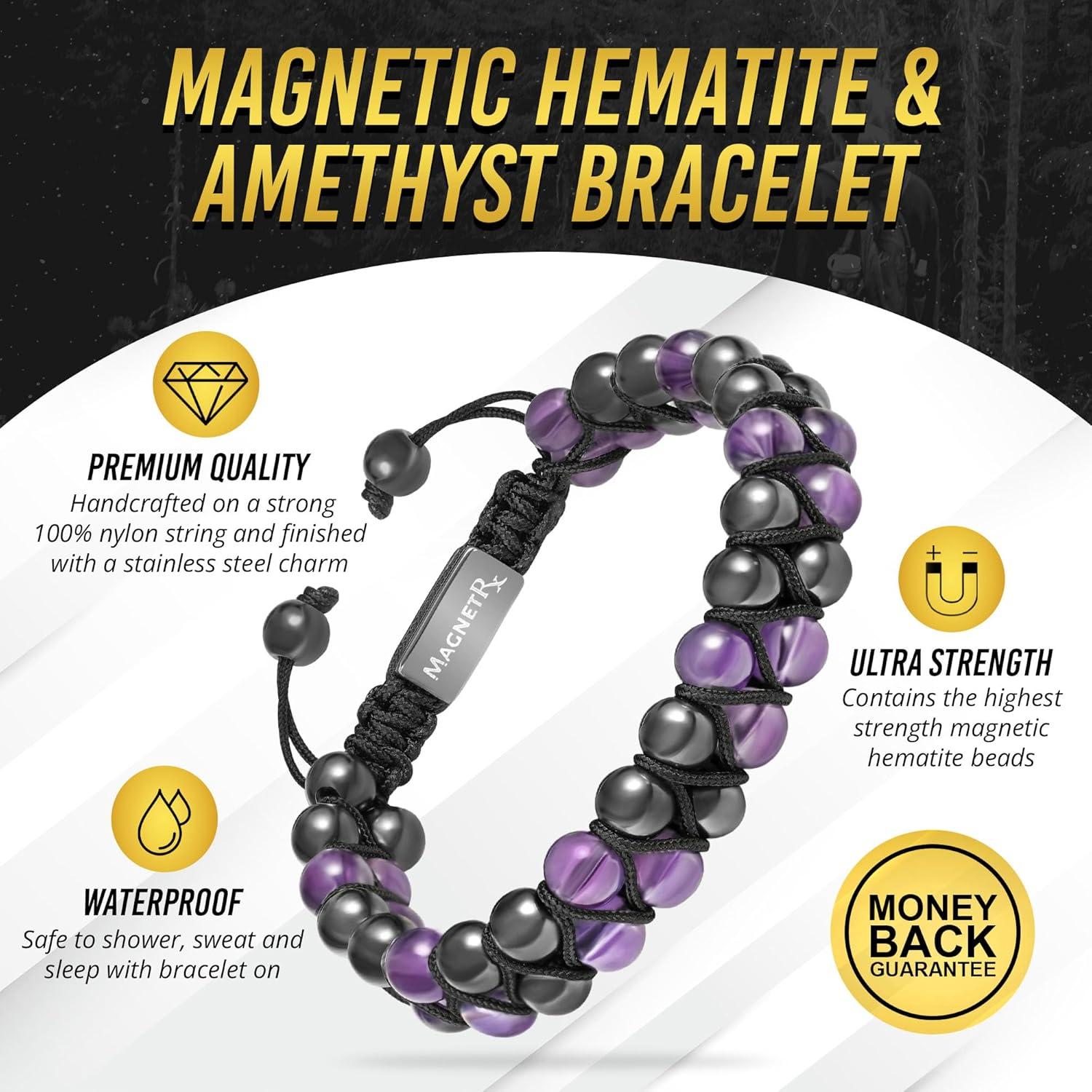 Pulsera Magnética MagnetRX de Hematites y Amatista Natural