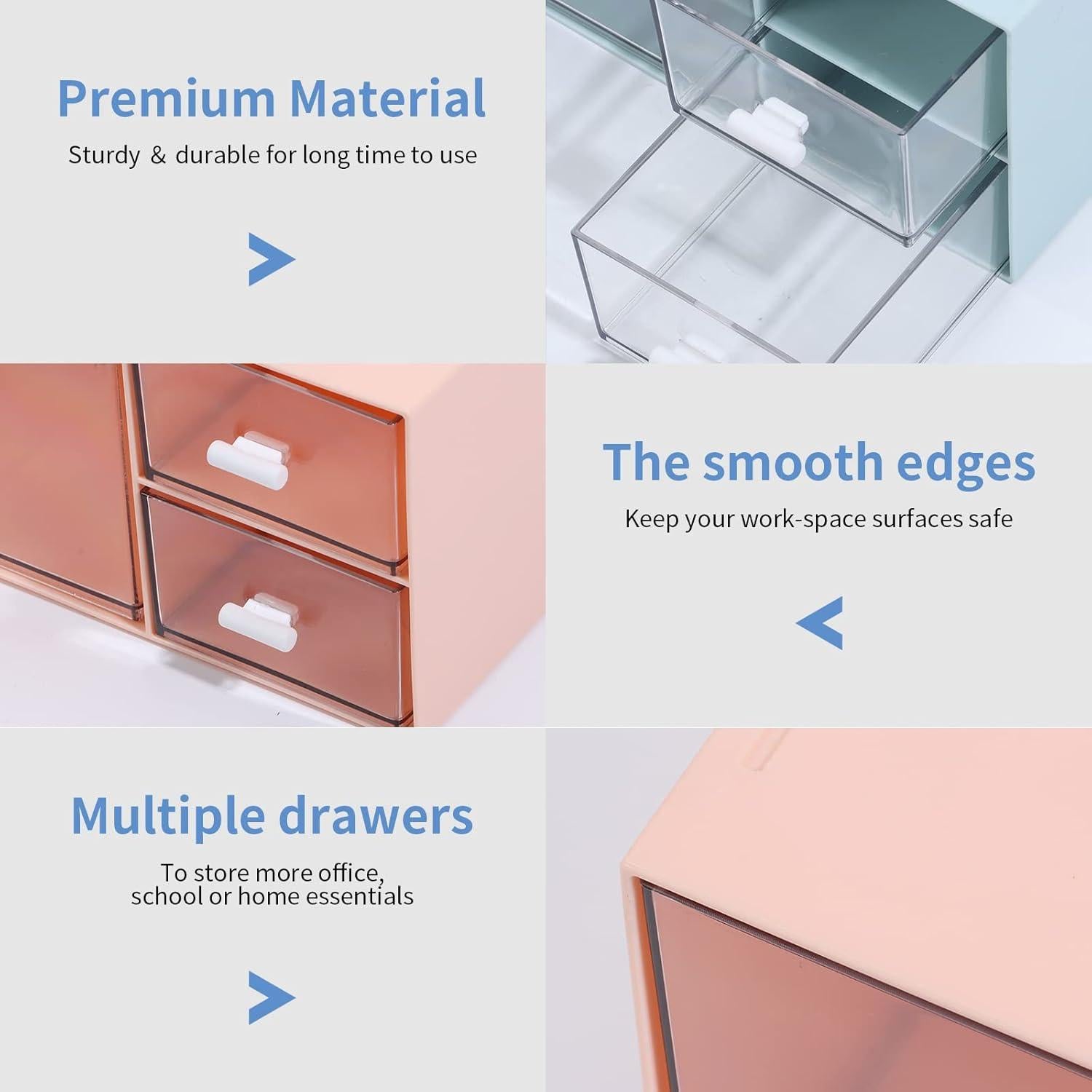 Organizador de Escritorio Apilable OSsteed con 1 Cajón Rosa