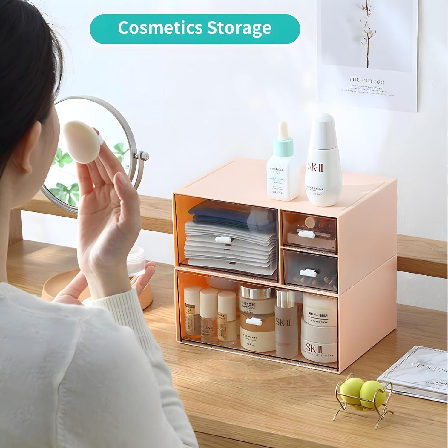 Organizador de Escritorio Apilable OSsteed con 1 Cajón Rosa